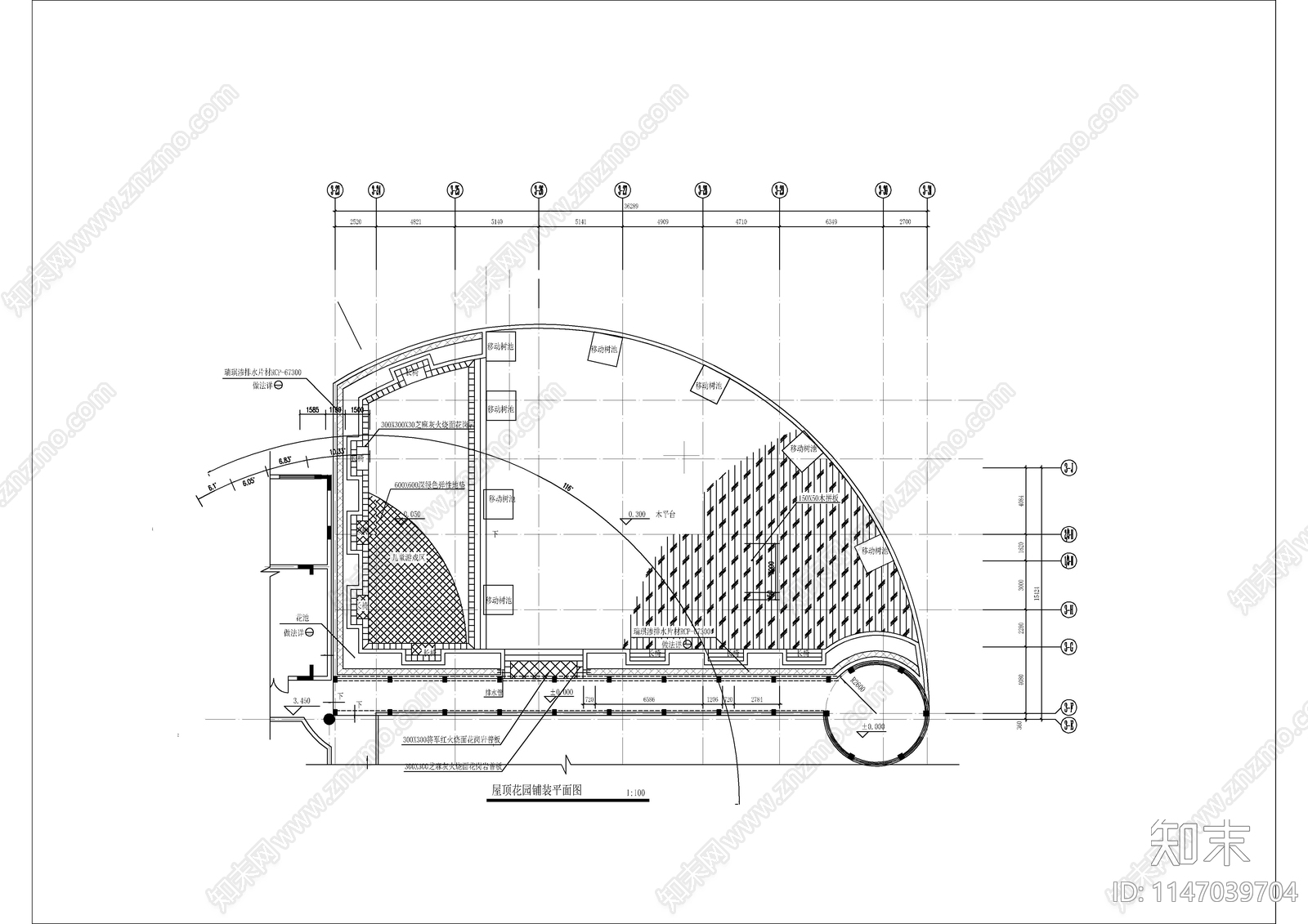 屋顶花园cad施工图下载【ID:1147039704】