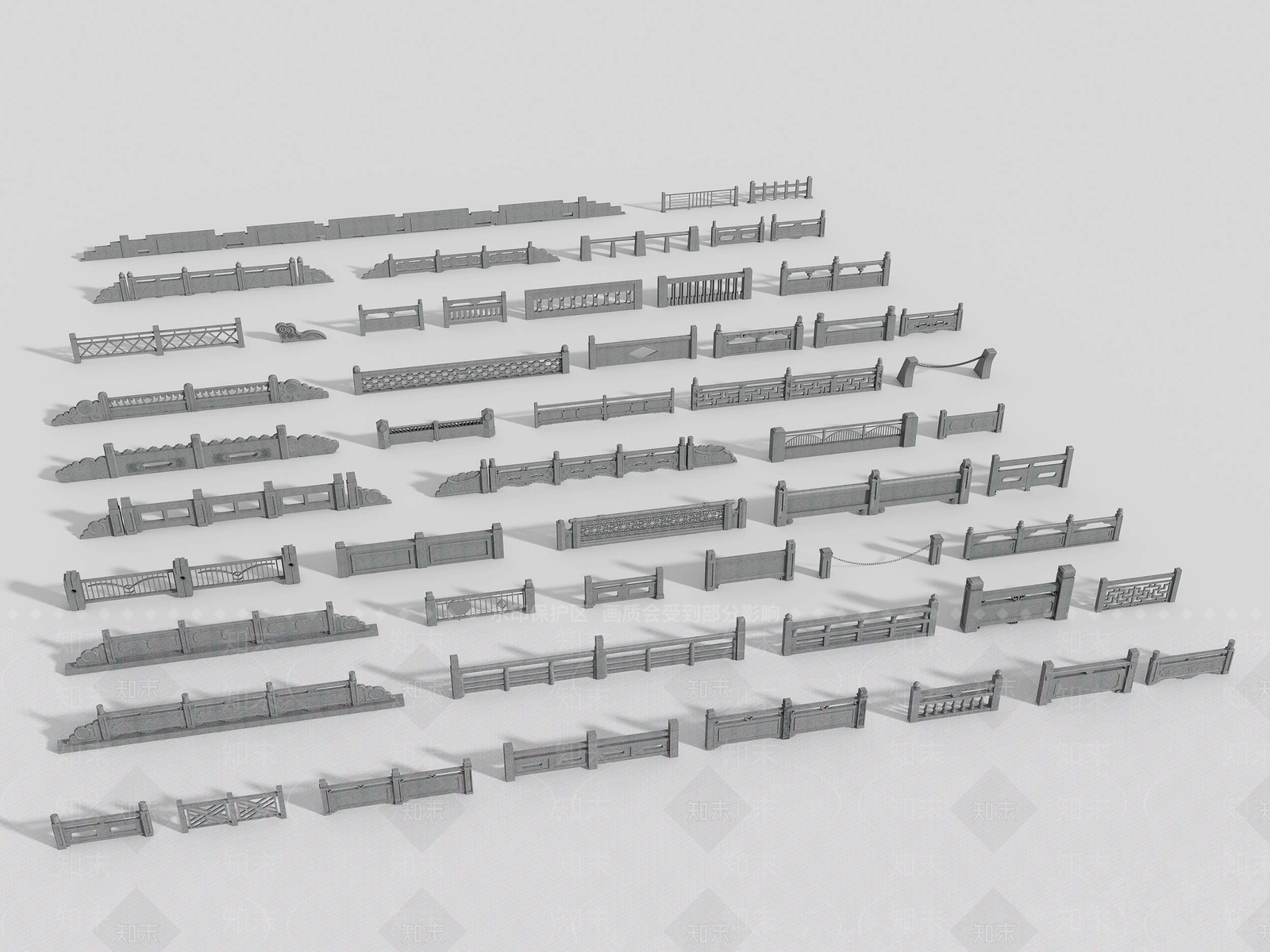 石栏杆3D模型下载【ID:1147042204】