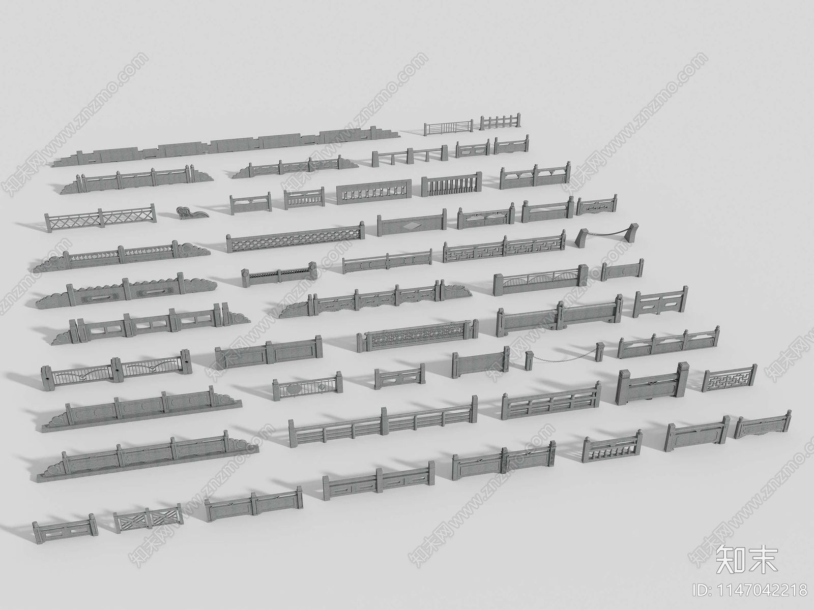 石栏杆SU模型下载【ID:1147042218】