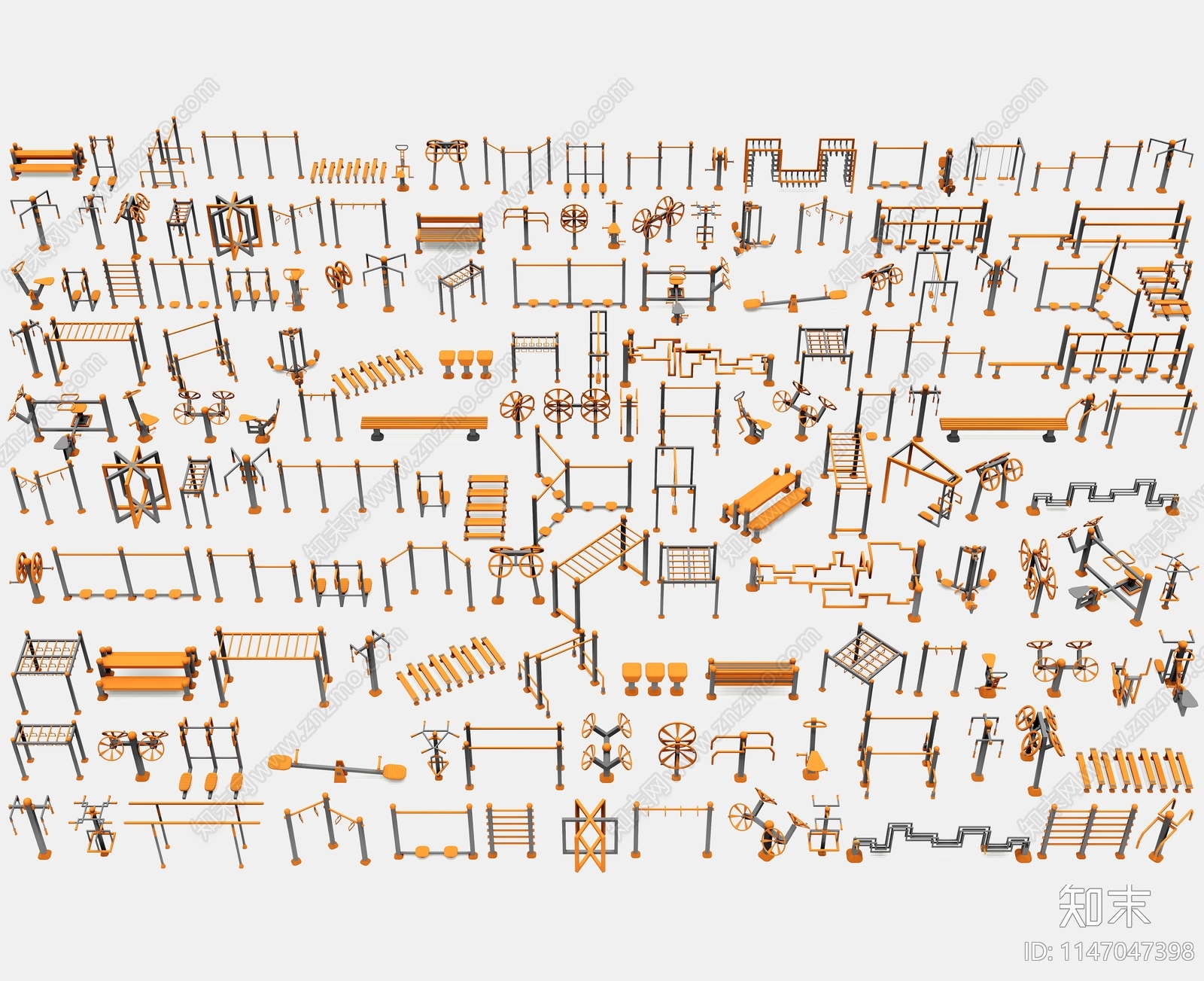现代户外健身器材SU模型下载【ID:1147047398】