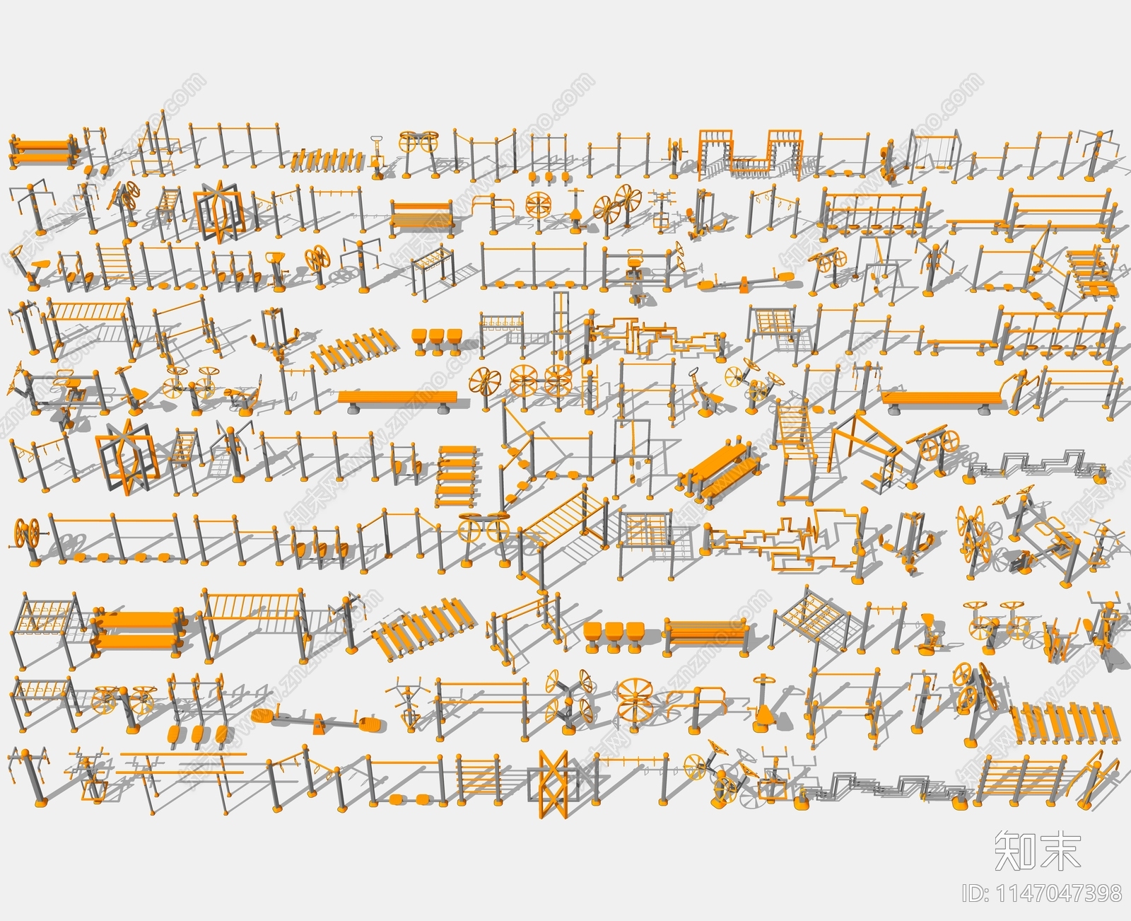 现代户外健身器材SU模型下载【ID:1147047398】