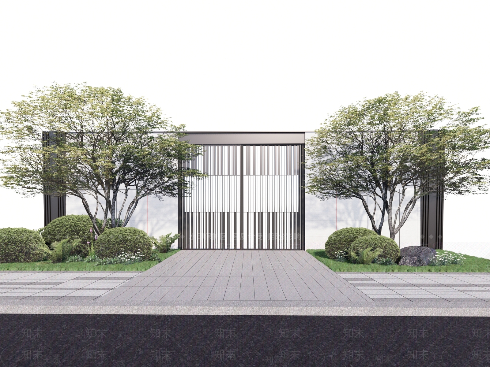 现代铁艺格栅门SU模型下载【ID:1147047857】