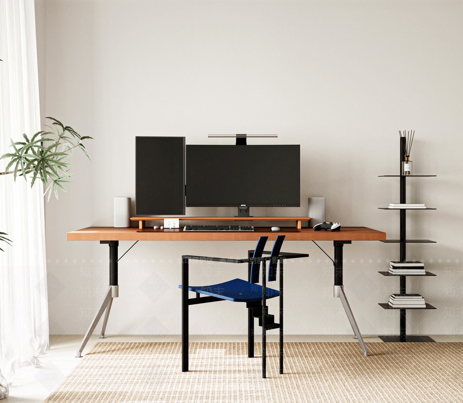 现代中古风电脑桌椅SU模型下载【ID:1147048671】