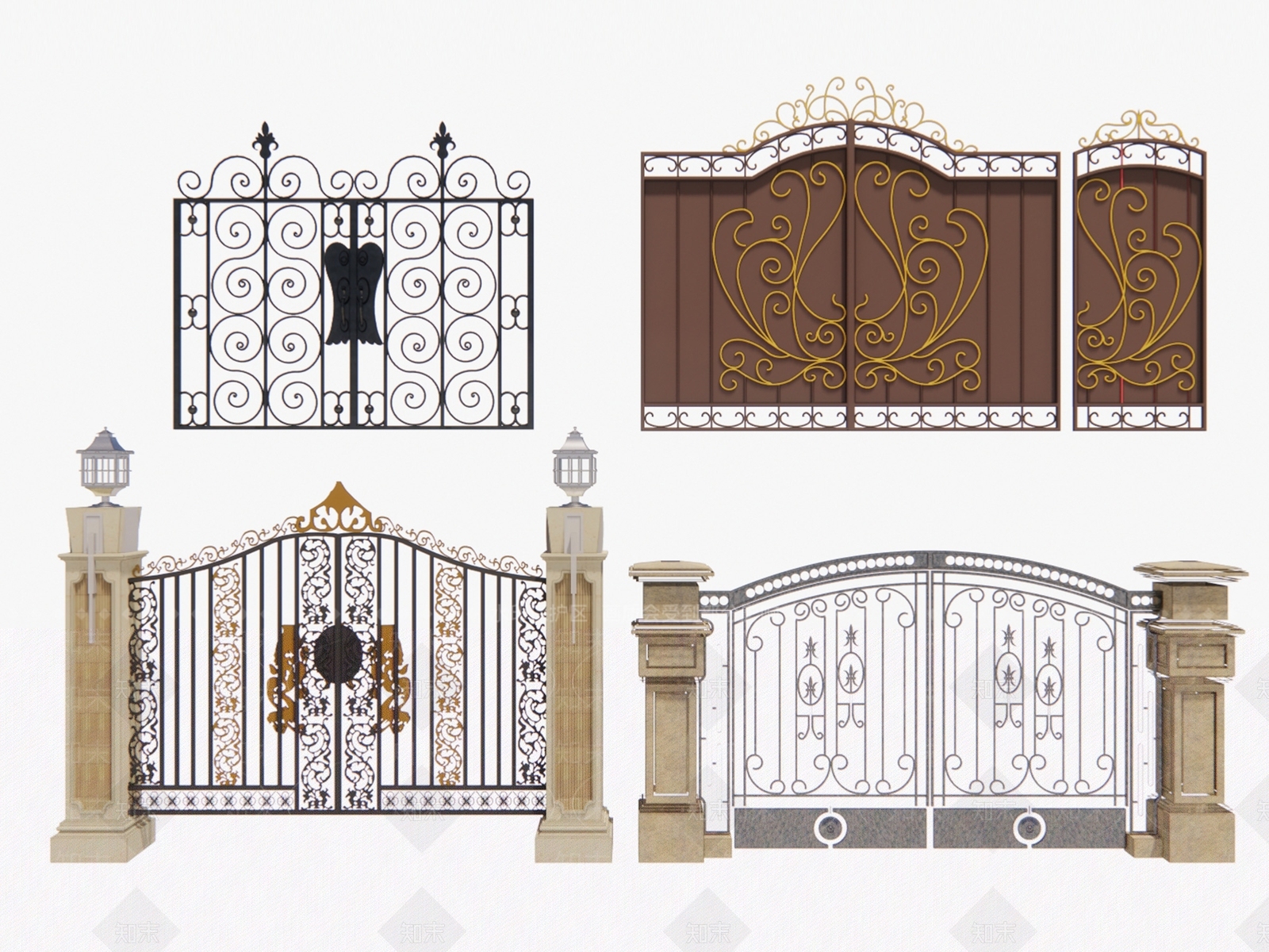 欧式入口铁艺大门SU模型下载【ID:1147048803】