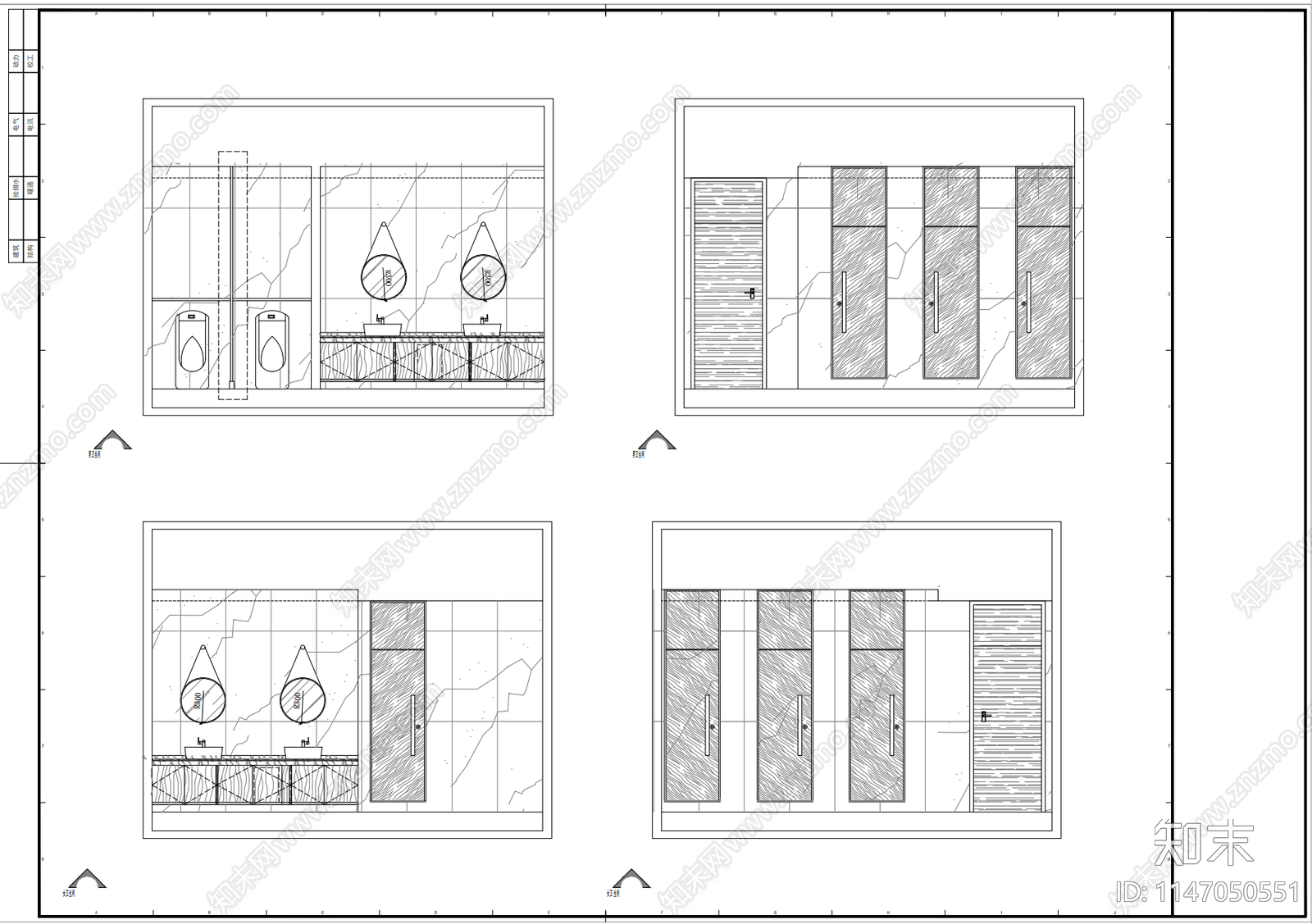 大型足浴会所室内cad施工图下载【ID:1147050551】