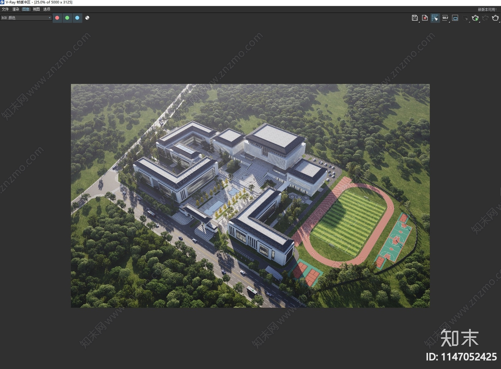 学校鸟瞰3D模型下载【ID:1147052425】