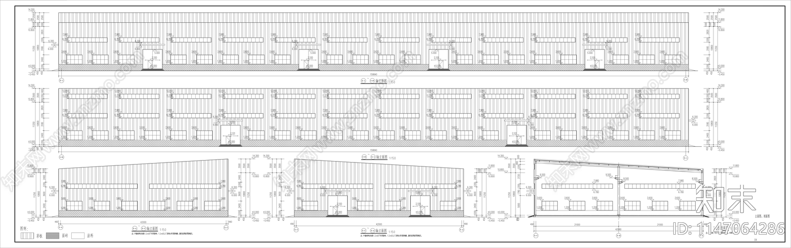 单层钢结构厂房建筑施工图下载【ID:1147064286】