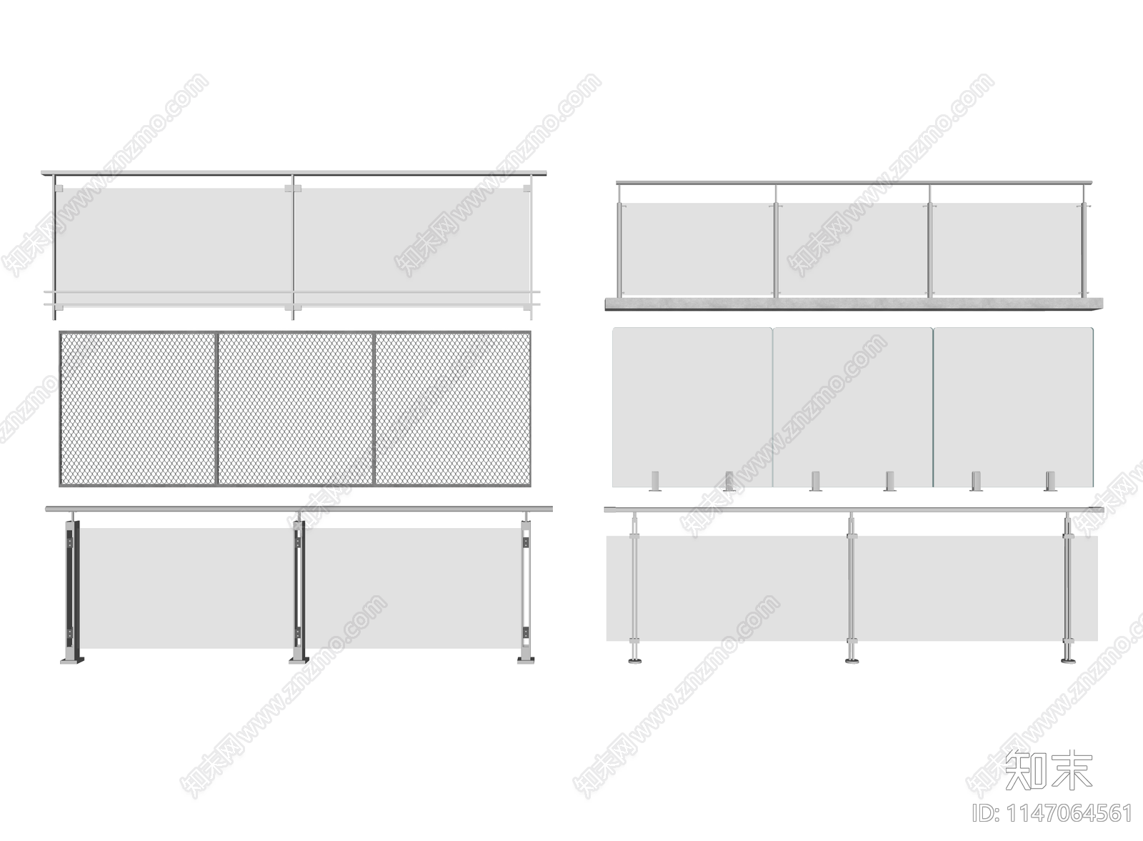 玻璃栏杆扶手SU模型下载【ID:1147064561】
