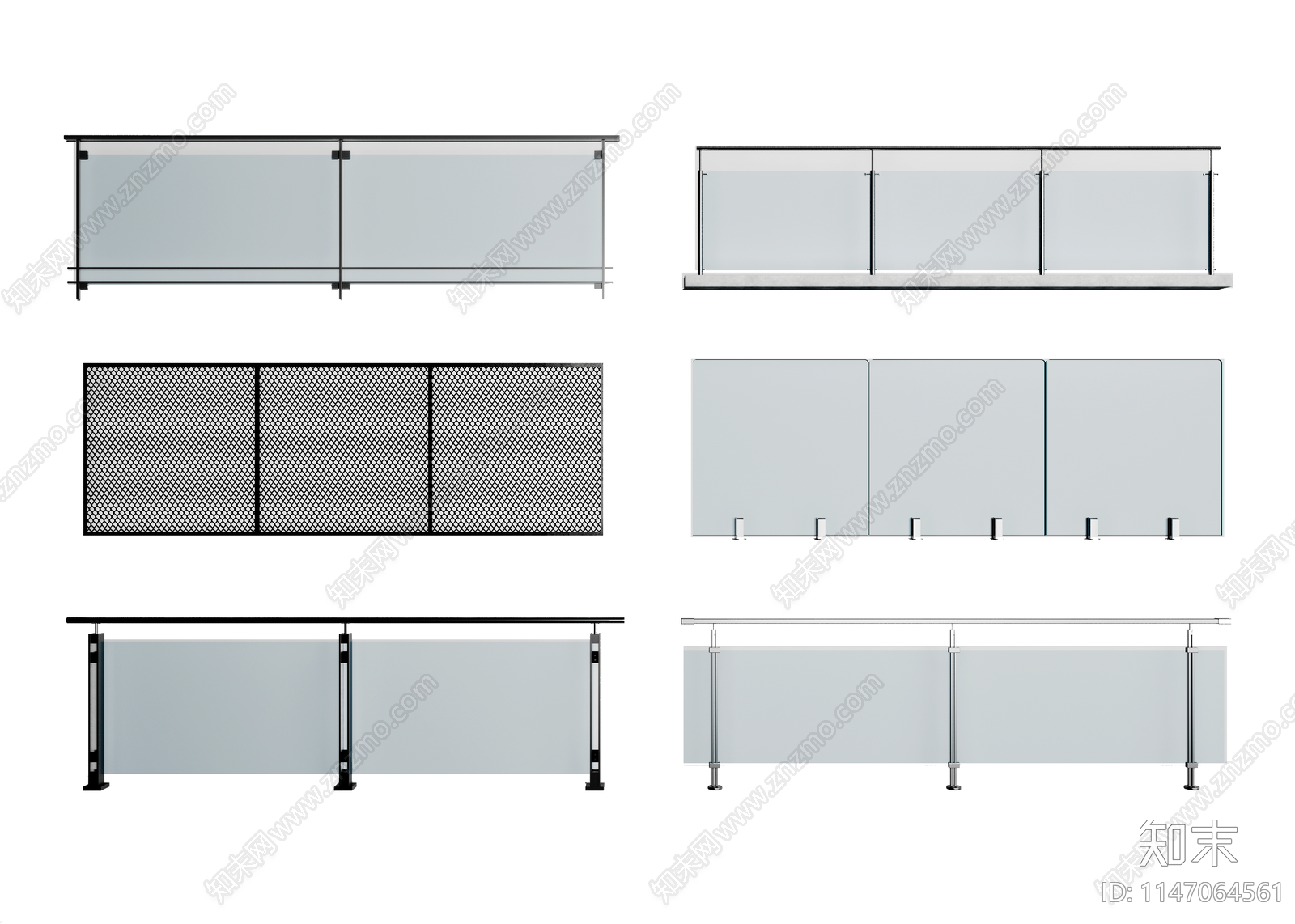 玻璃栏杆扶手SU模型下载【ID:1147064561】