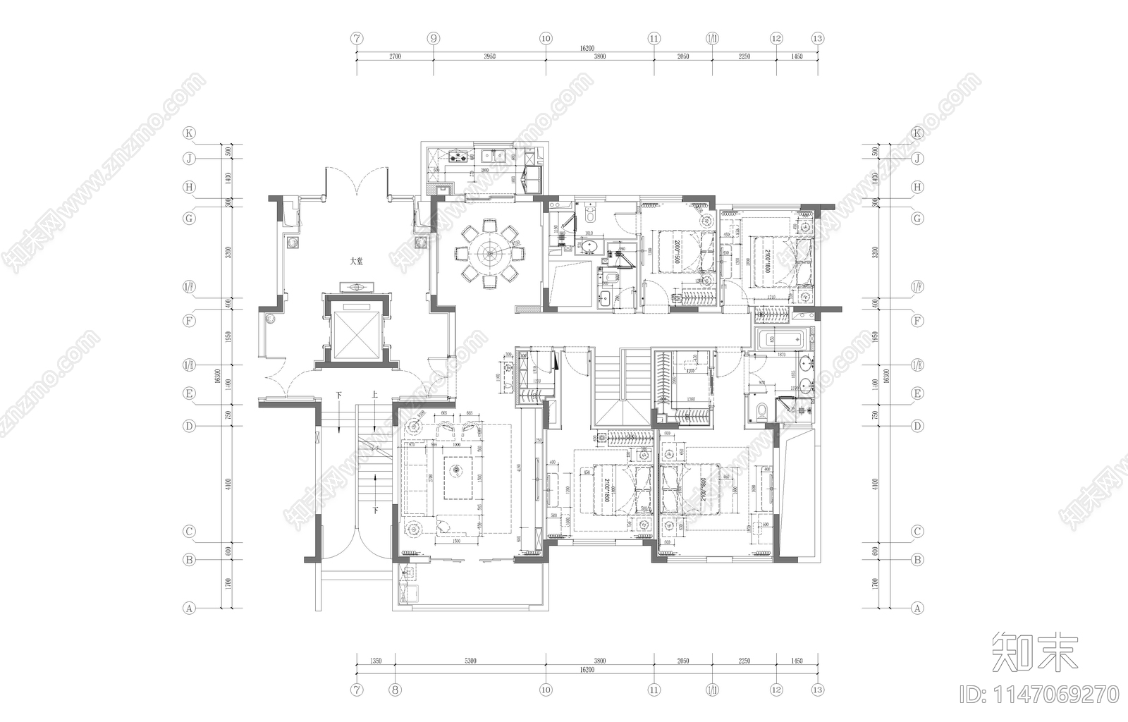 餐厅卧室客厅住宅家装效果图cad施工图下载【ID:1147069270】