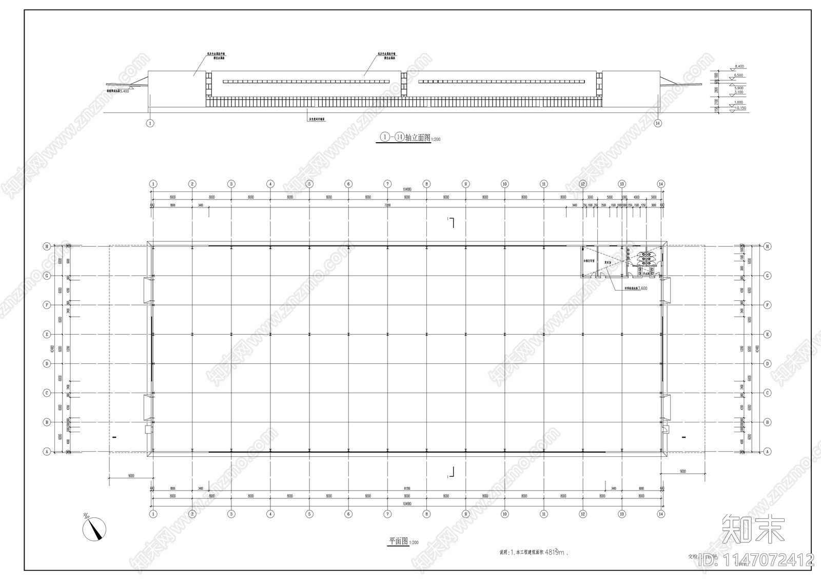年产20万台整车厂交检返修间建筑cad施工图下载【ID:1147072412】