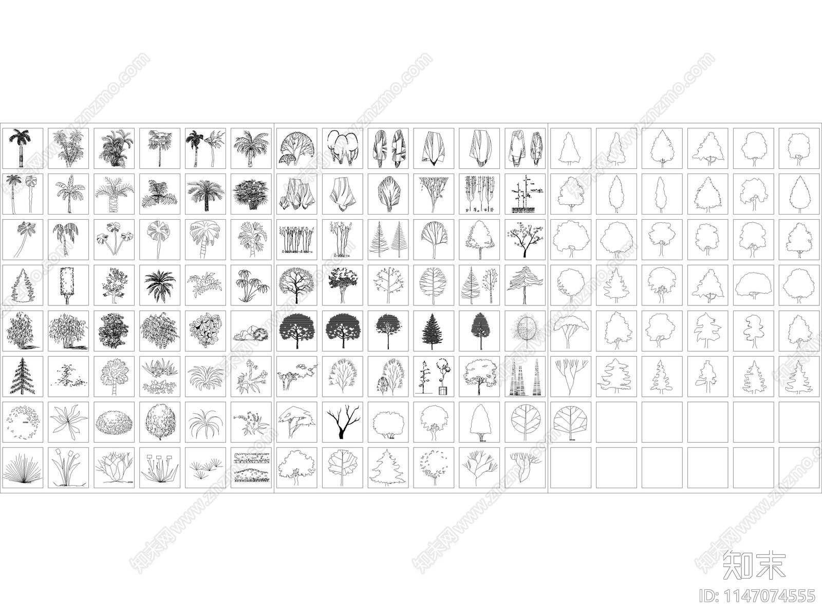 超全园林景观植物图库cad施工图下载【ID:1147074555】