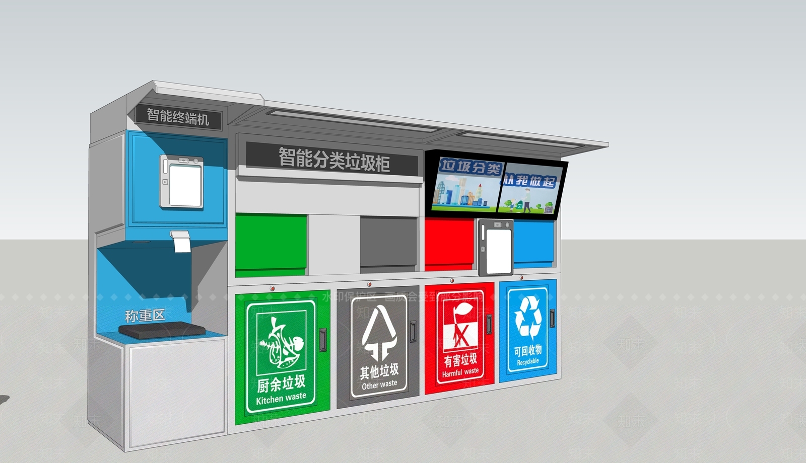 智能垃圾分类设备SU模型下载【ID:1147080475】