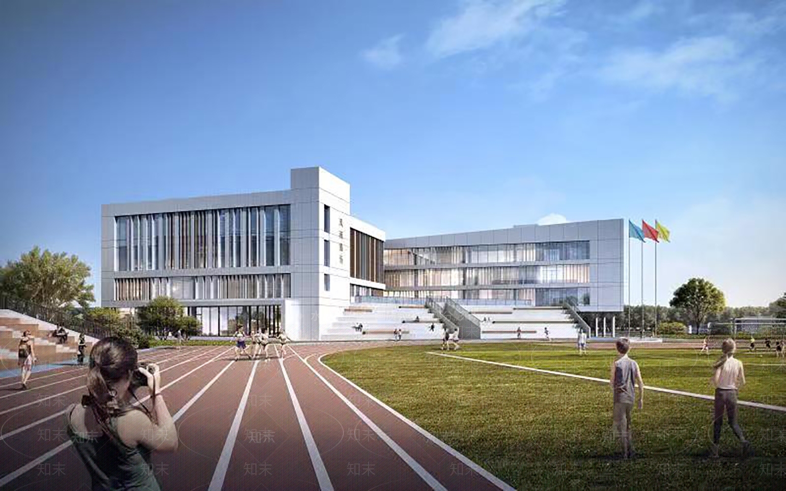 现代文教建筑幼儿园及中学建筑SU模型下载【ID:1147088826】