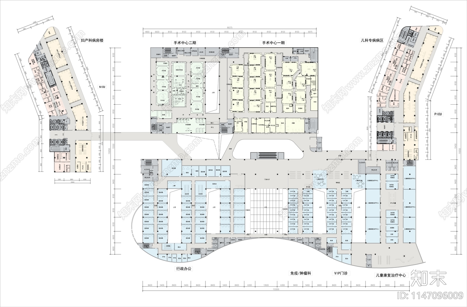 儿童医院平面图cad施工图下载【ID:1147096009】