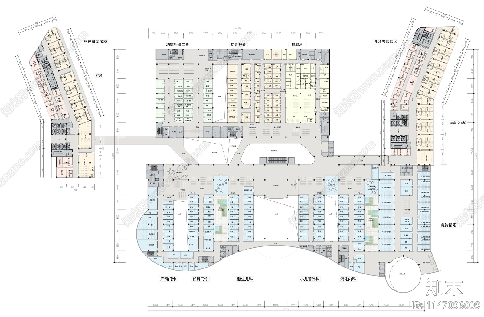 儿童医院平面图cad施工图下载【ID:1147096009】