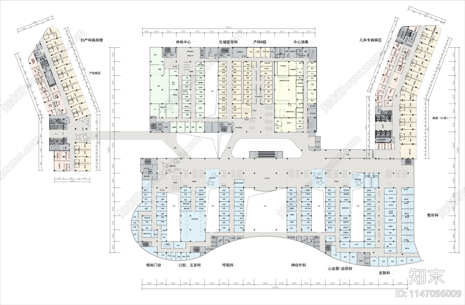 儿童医院平面图cad施工图下载【ID:1147096009】