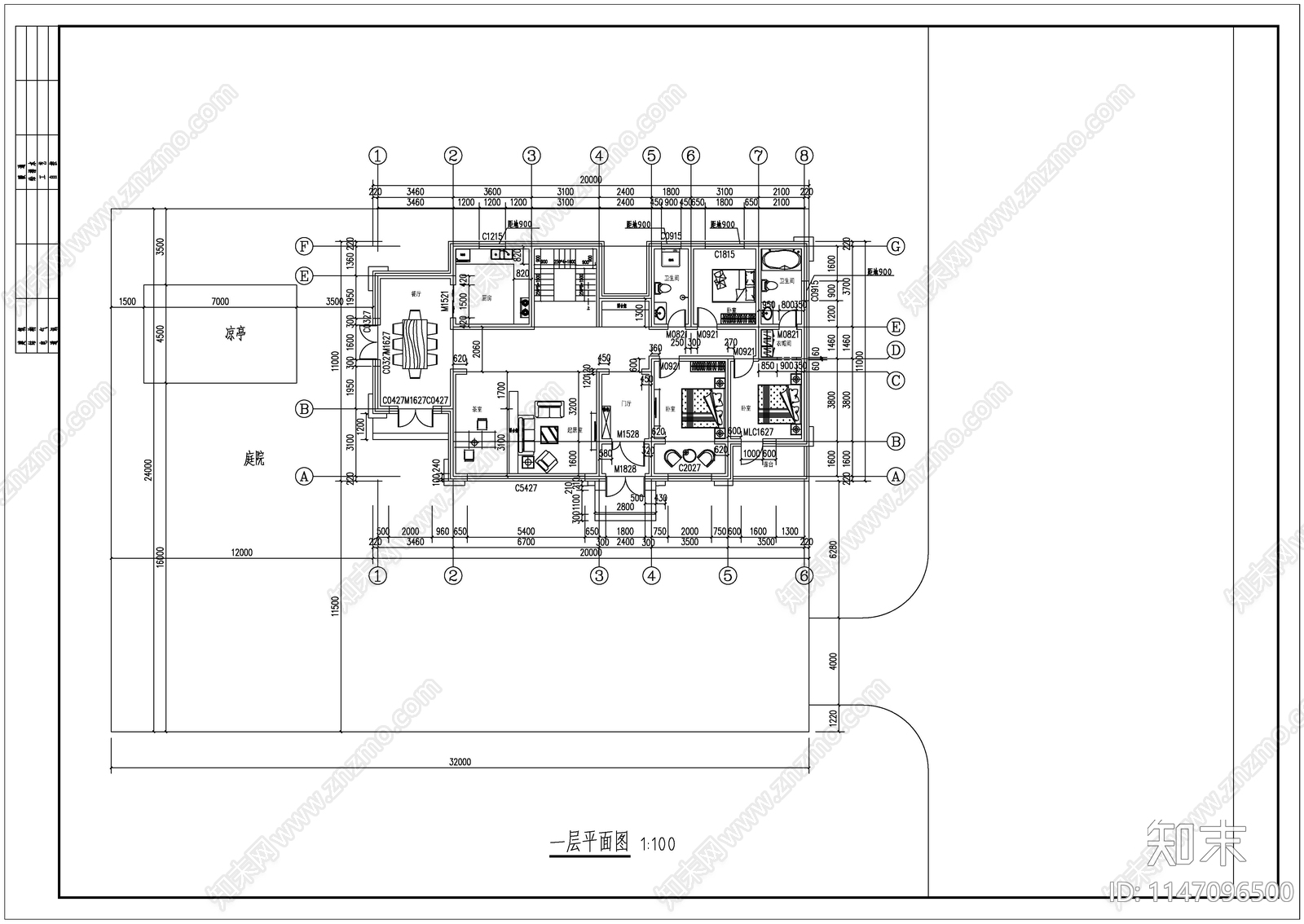 二层别墅自建房平面图施工图下载【ID:1147096500】