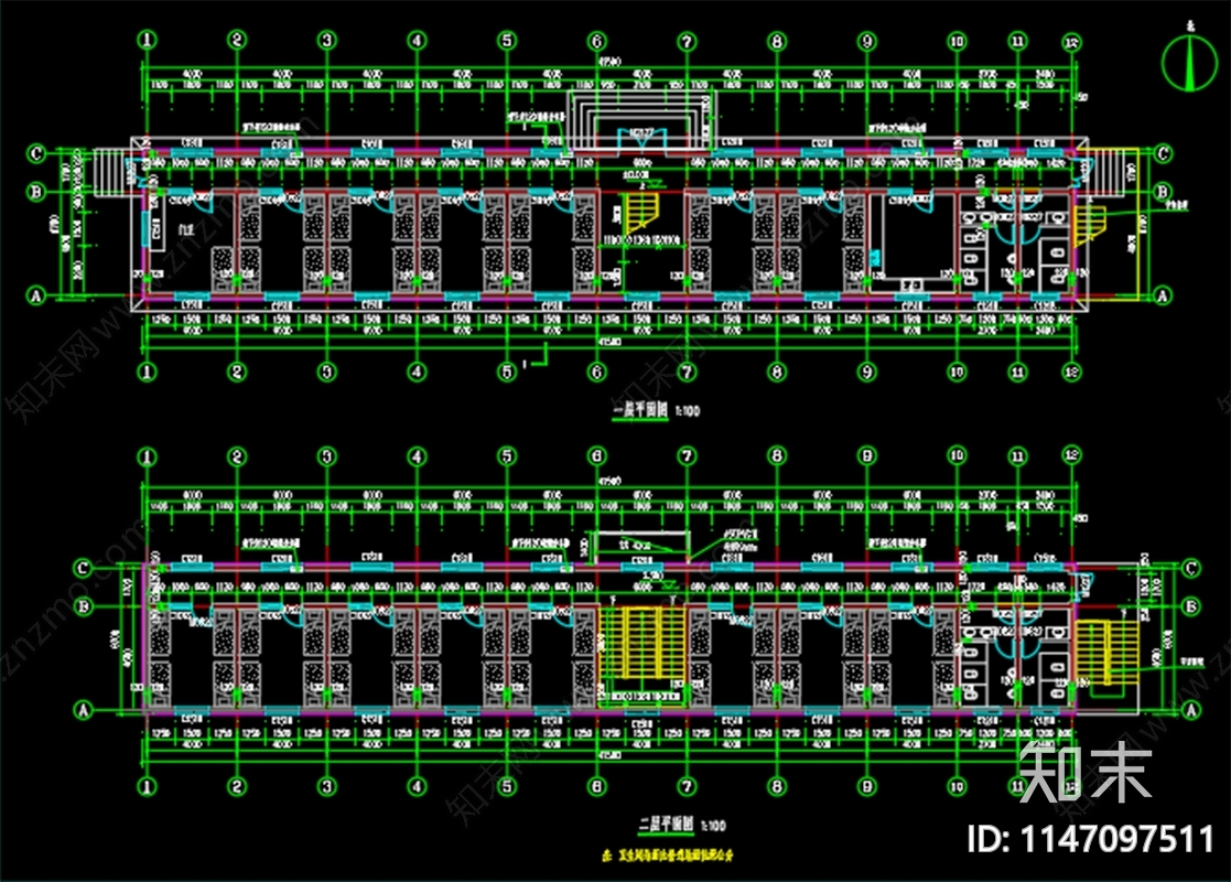 二层宿舍楼建筑施工图施工图下载【ID:1147097511】