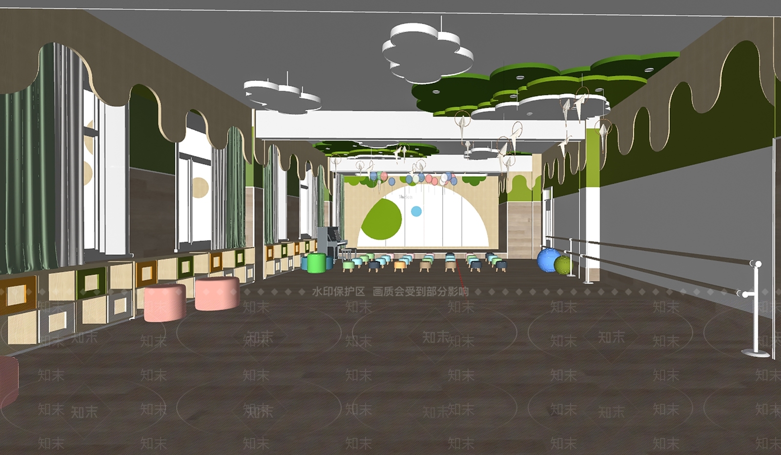 儿童卡通舞蹈室SU模型下载【ID:1147097586】