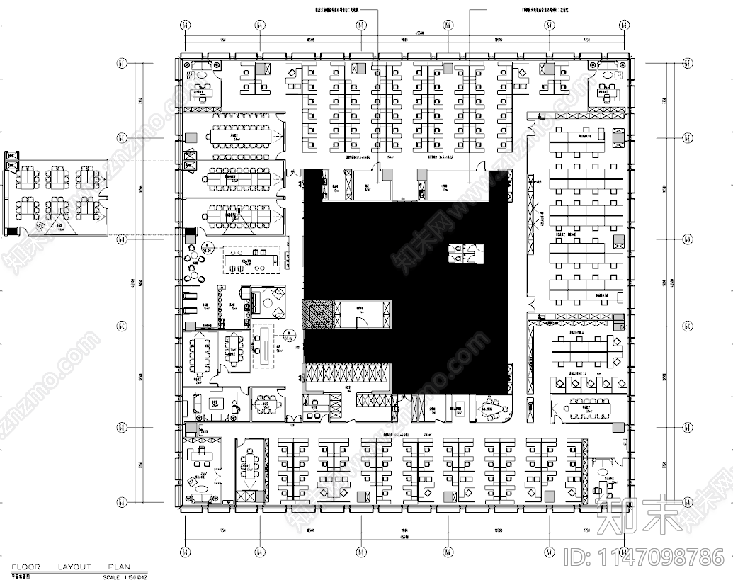 银行办公室室内cad施工图下载【ID:1147098786】