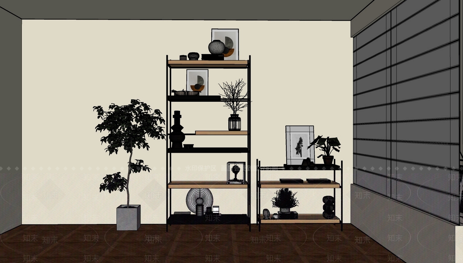 阳台装饰柜SU模型下载【ID:1147100370】