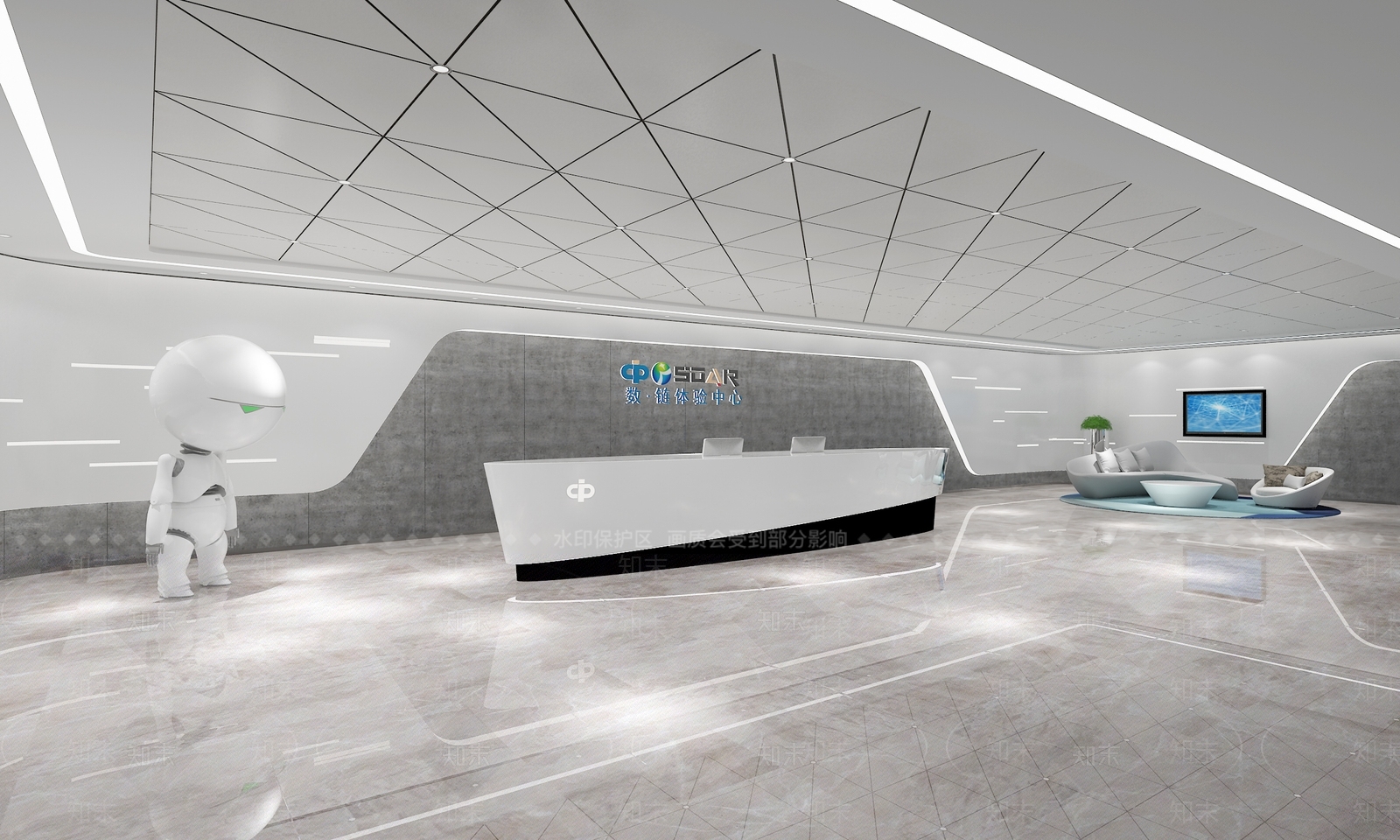 现代科技企业公司前台服务台SU模型下载【ID:1147100947】