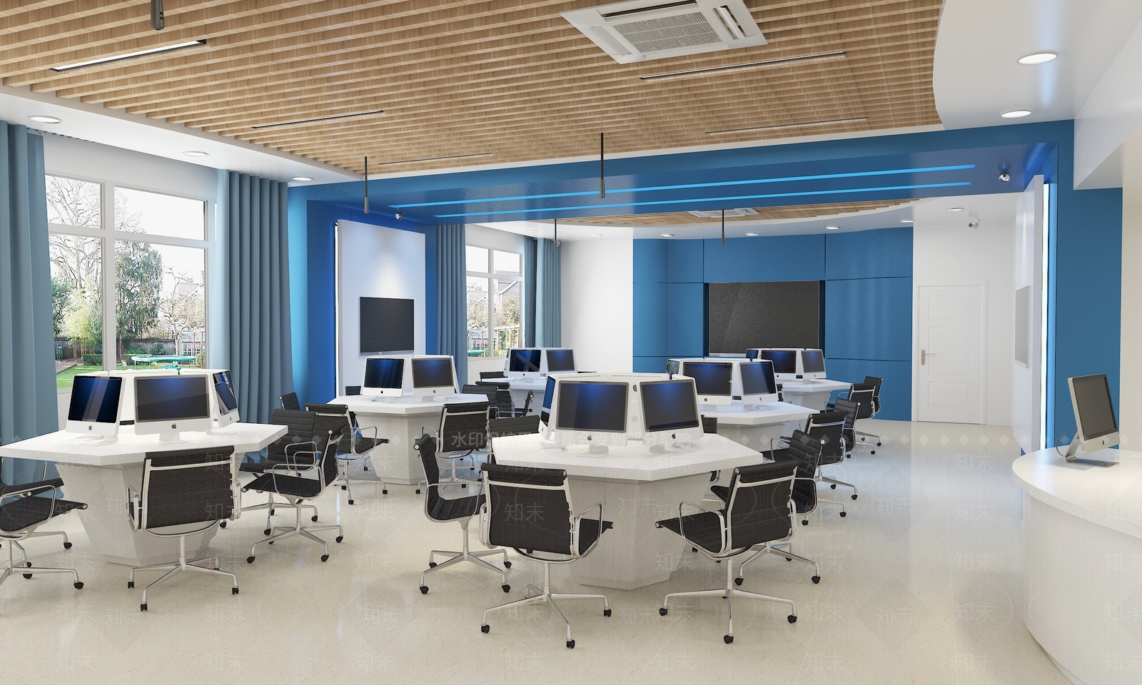 现代学校电脑教室SU模型下载【ID:1147101205】