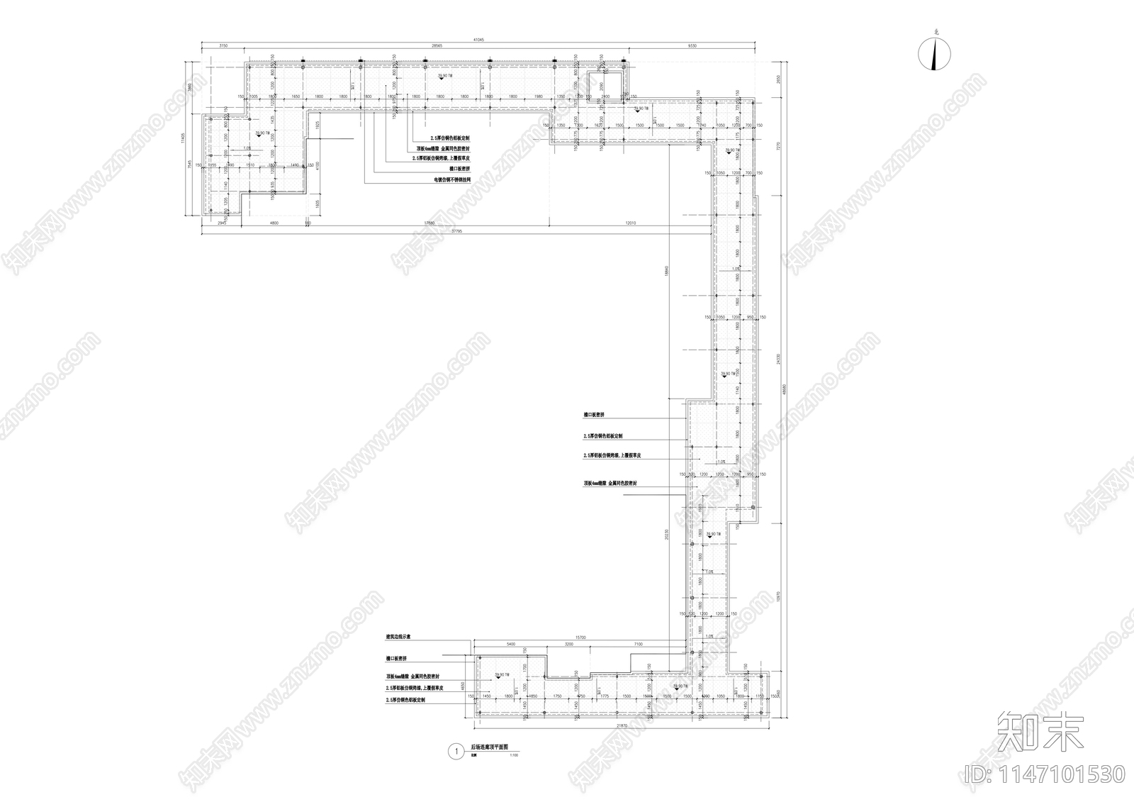 连廊详图cad施工图下载【ID:1147101530】