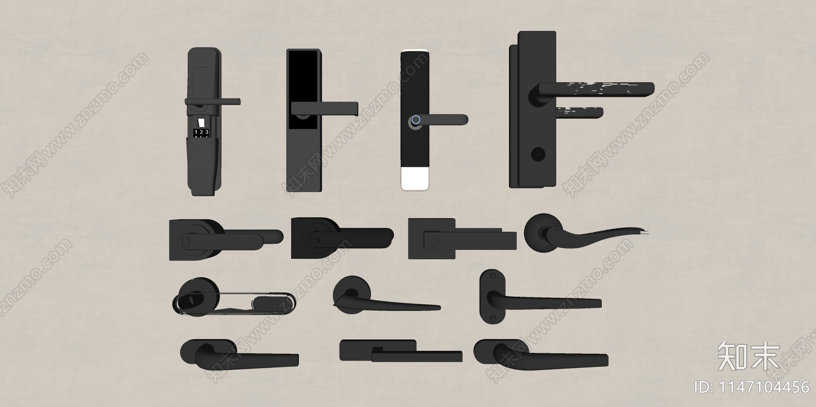现代门把手SU模型下载【ID:1147104456】