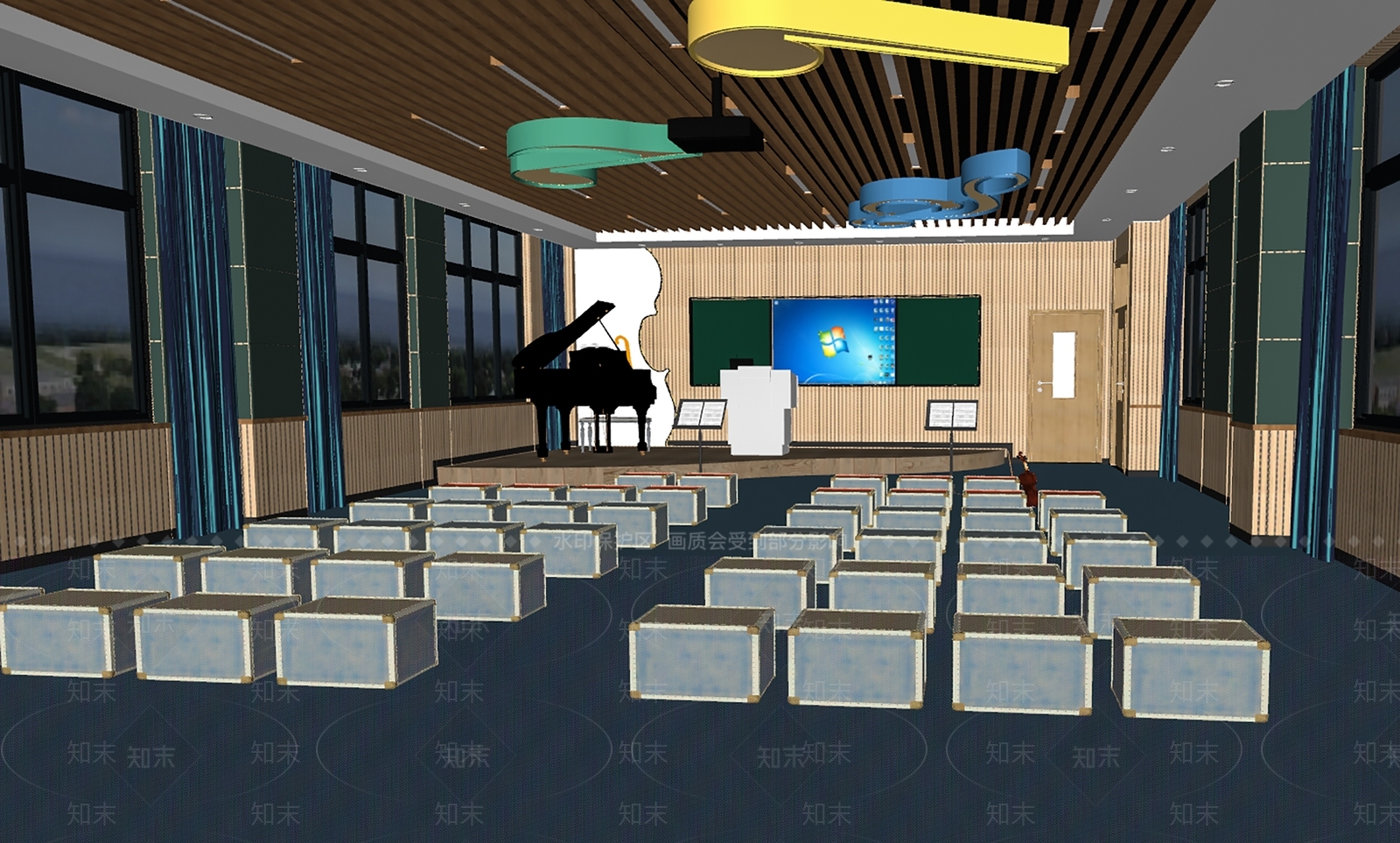 学校音乐教室SU模型下载【ID:1147105408】