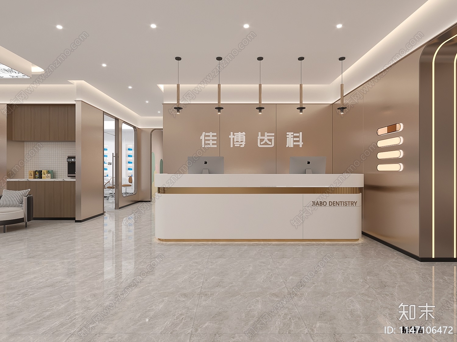 现代口腔诊所室内cad施工图下载【ID:1147106472】