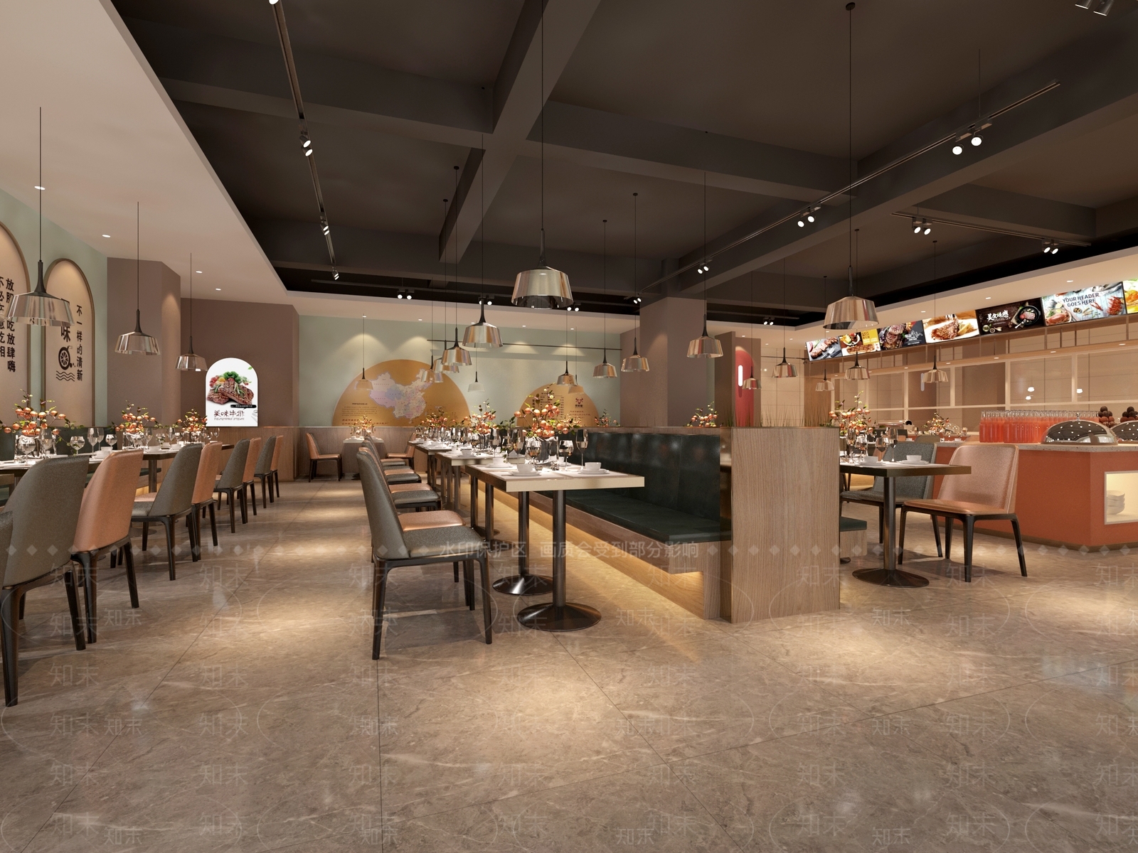 现代风格牛排餐饮店3D模型下载【ID:1147106601】