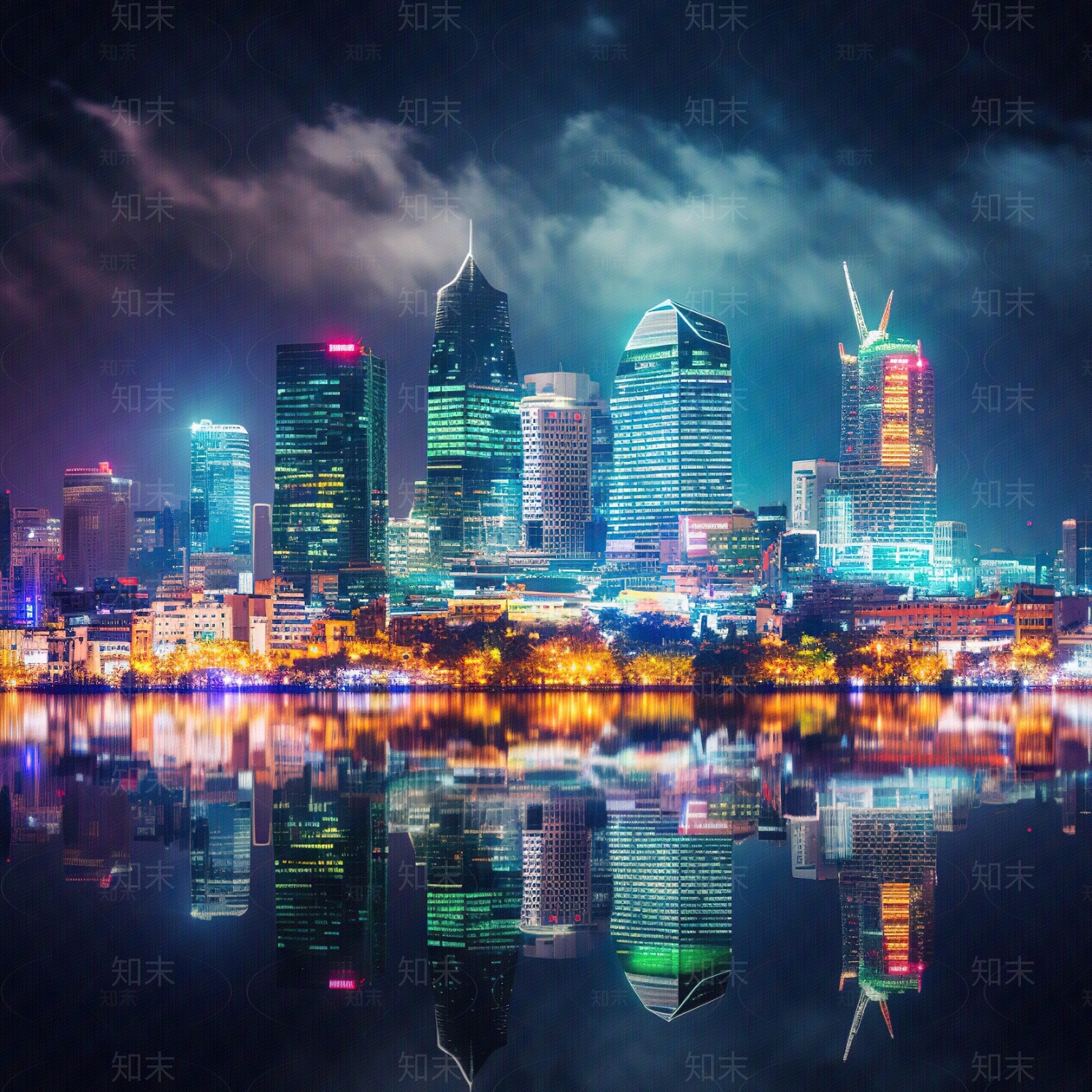 夜晚城市灯光外景贴图下载【ID:1147107471】