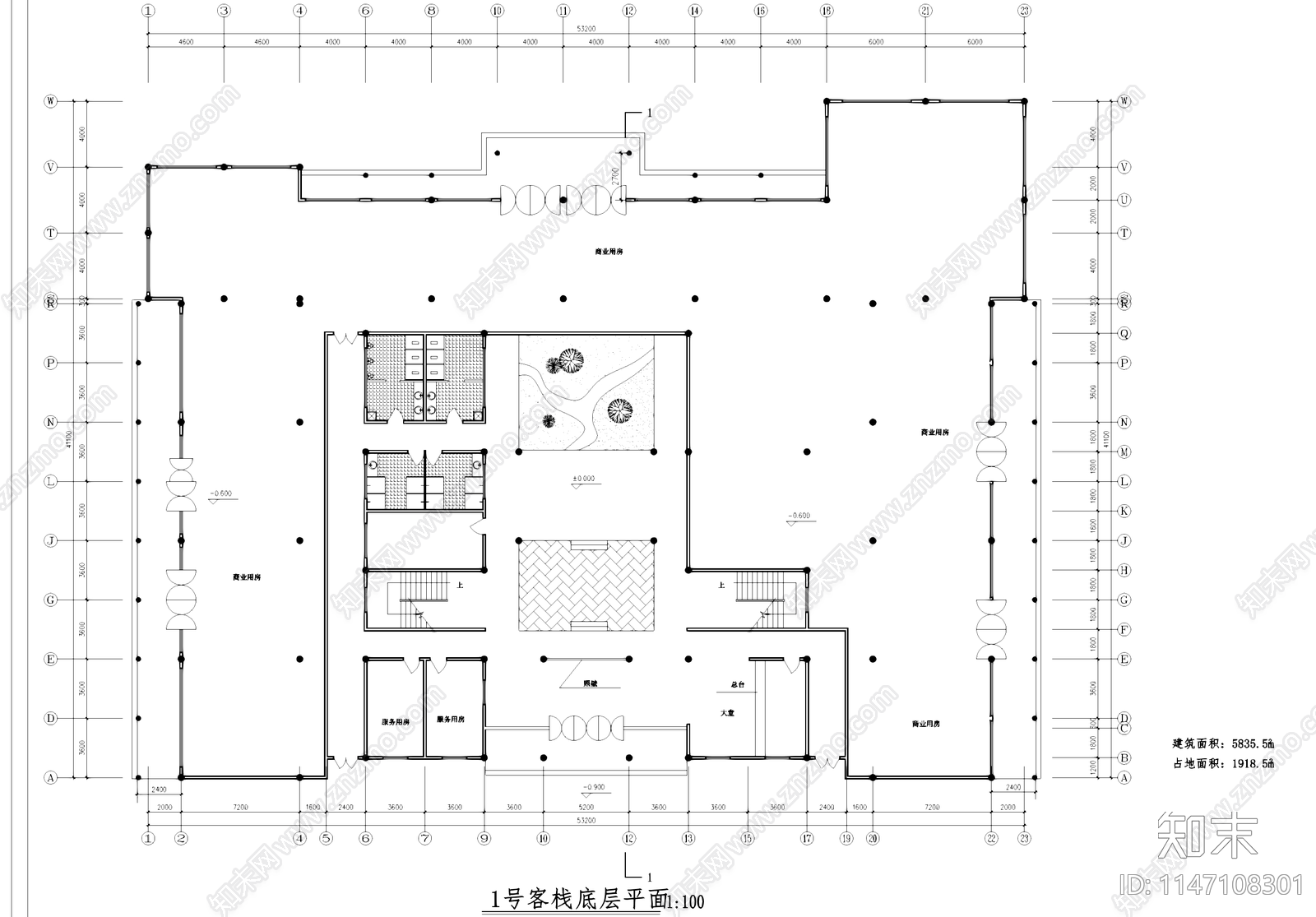 中式古建筑客栈酒店建筑施工图下载【ID:1147108301】