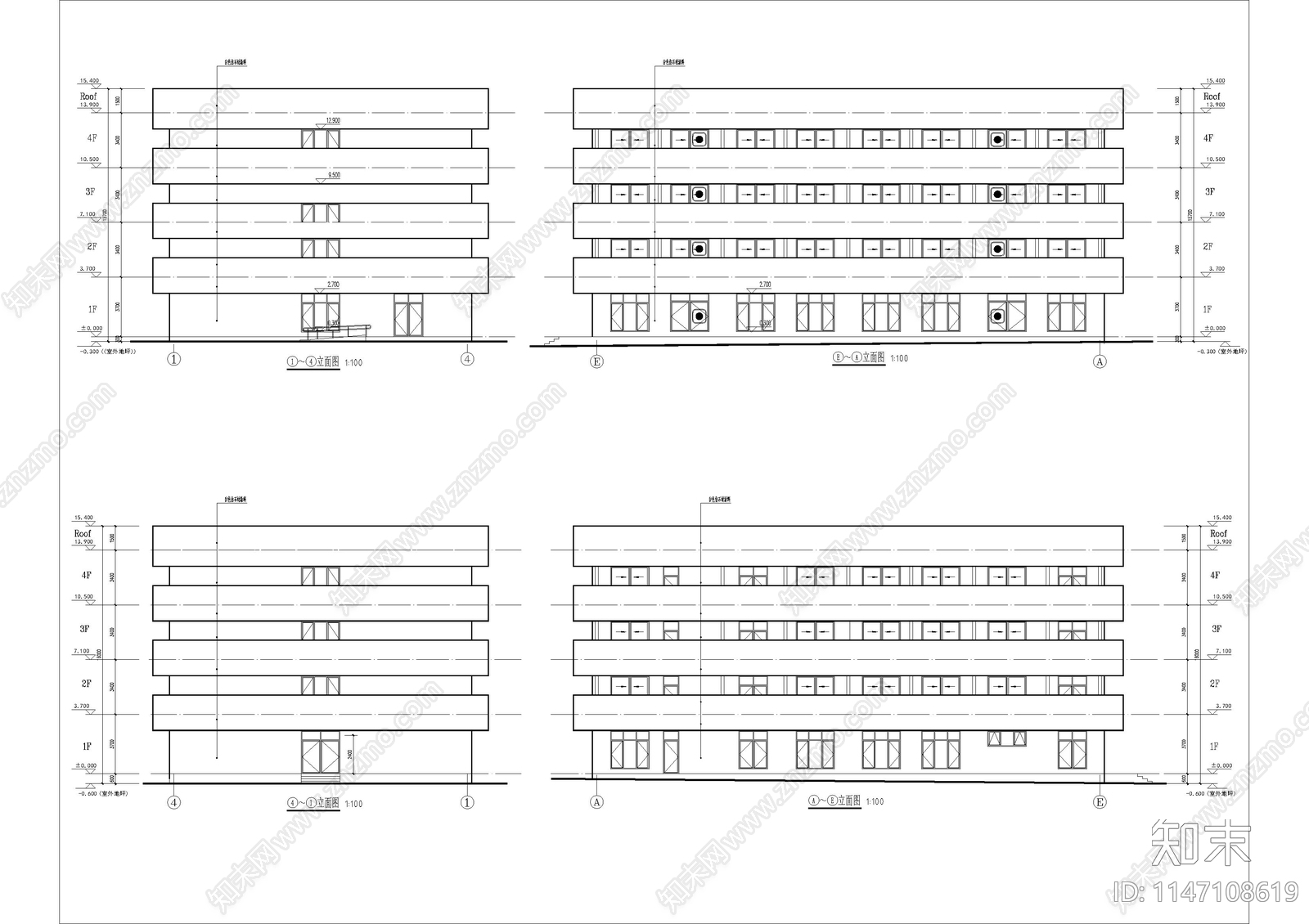 职工宿舍建筑cad施工图下载【ID:1147108619】