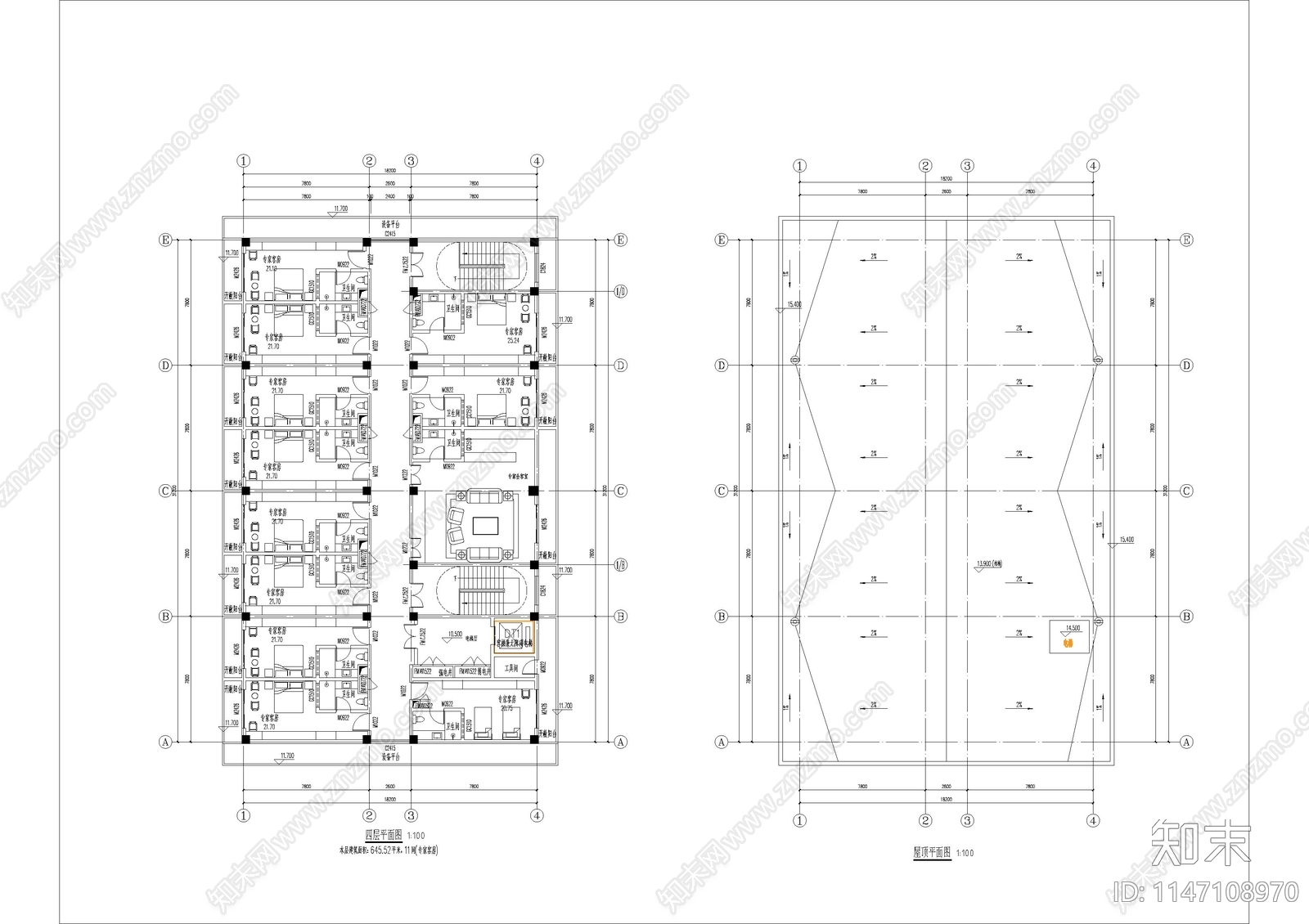 职工宿舍建筑cad施工图下载【ID:1147108970】