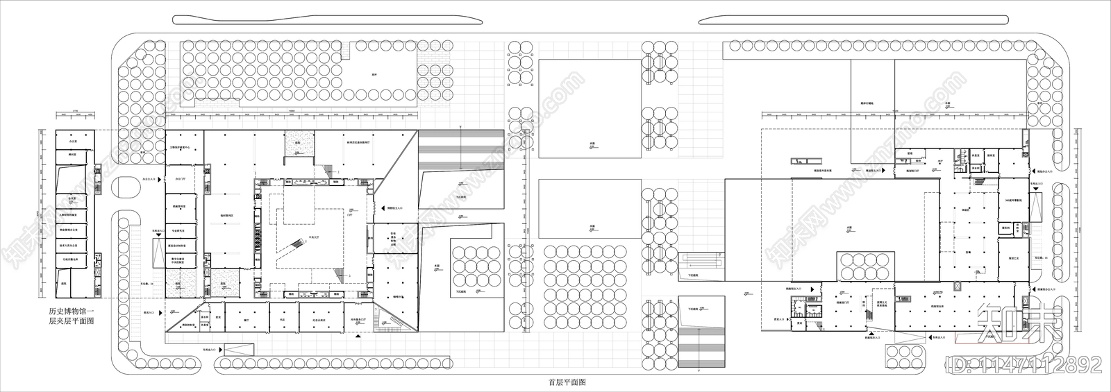 博物馆及档案馆平面图施工图下载【ID:1147112892】