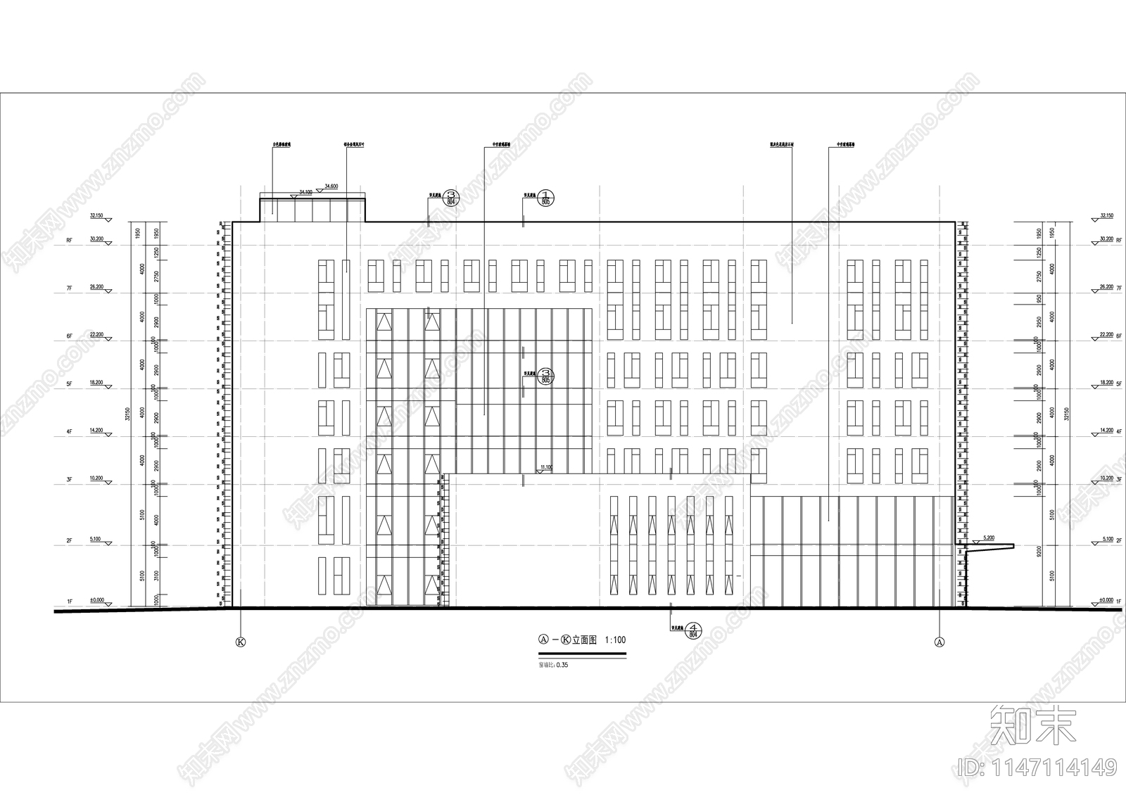 办公楼建筑cad施工图下载【ID:1147114149】