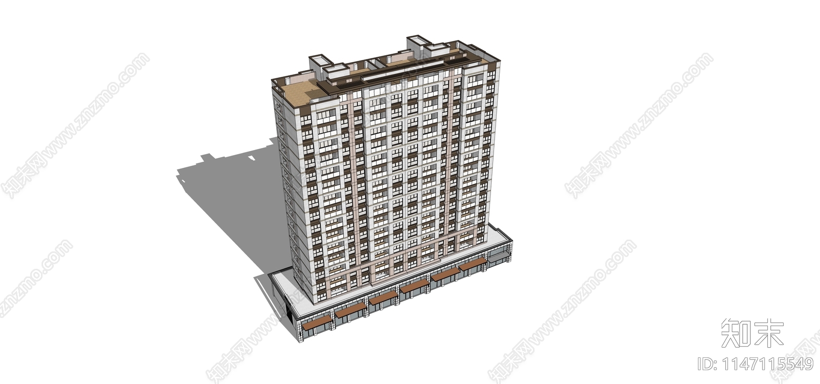 现代风格商业住宅楼SU模型下载【ID:1147115549】