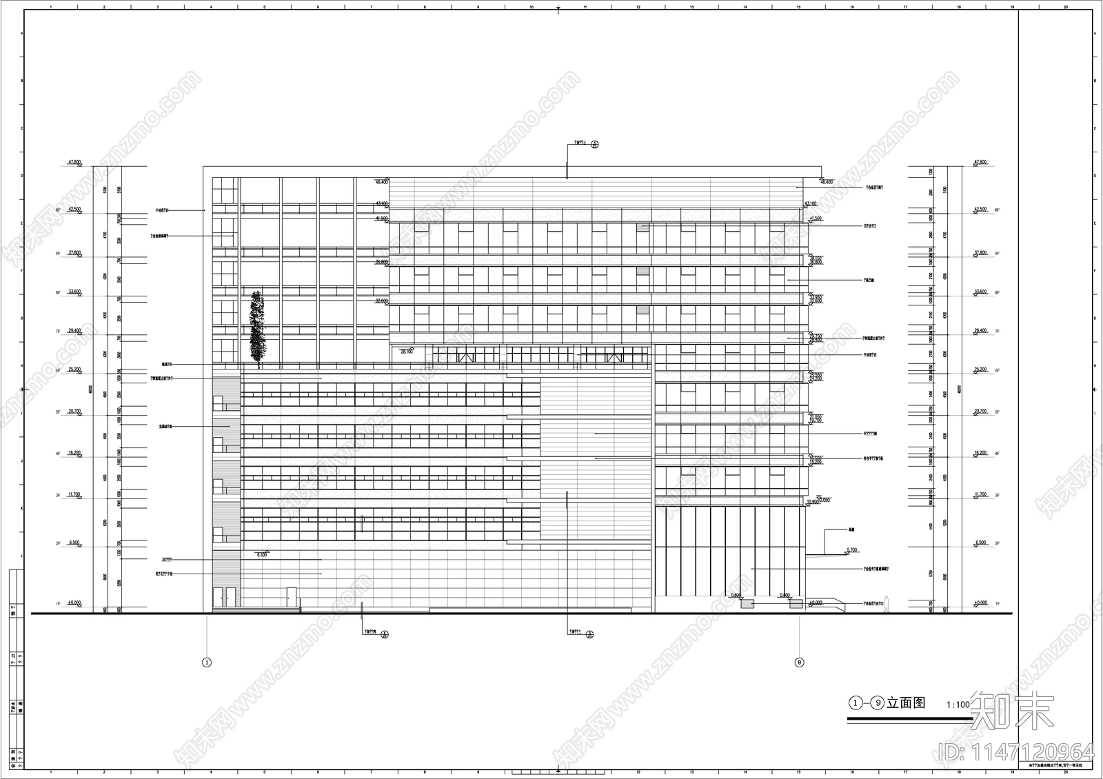 办公楼建筑图cad施工图下载【ID:1147120964】
