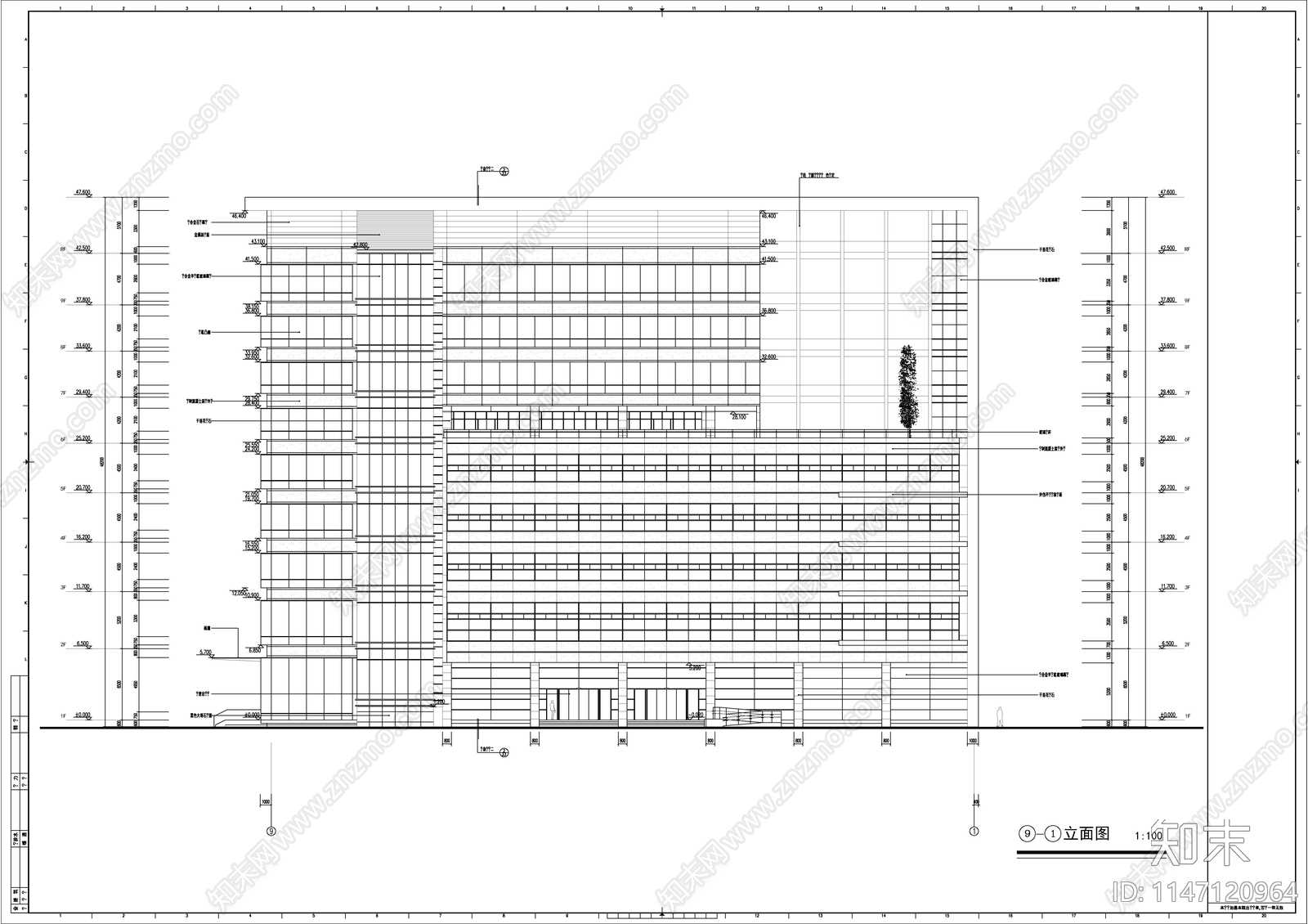 办公楼建筑图cad施工图下载【ID:1147120964】