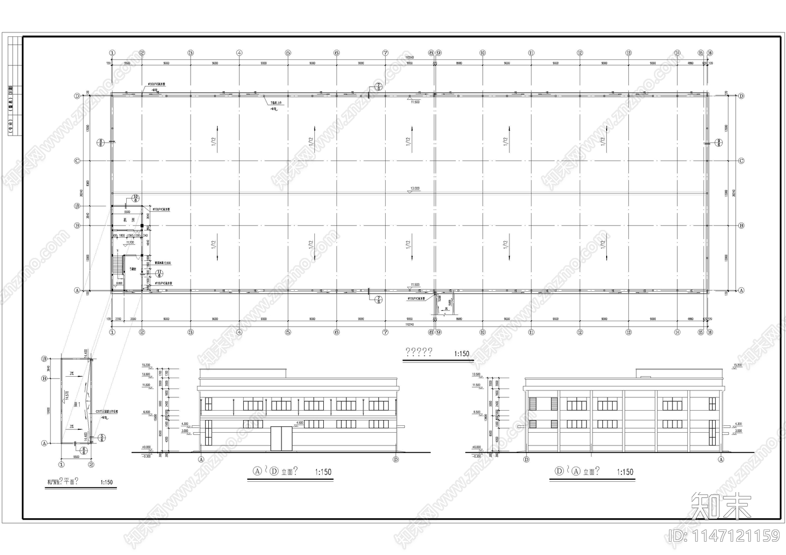 工业厂房建筑cad施工图下载【ID:1147121159】