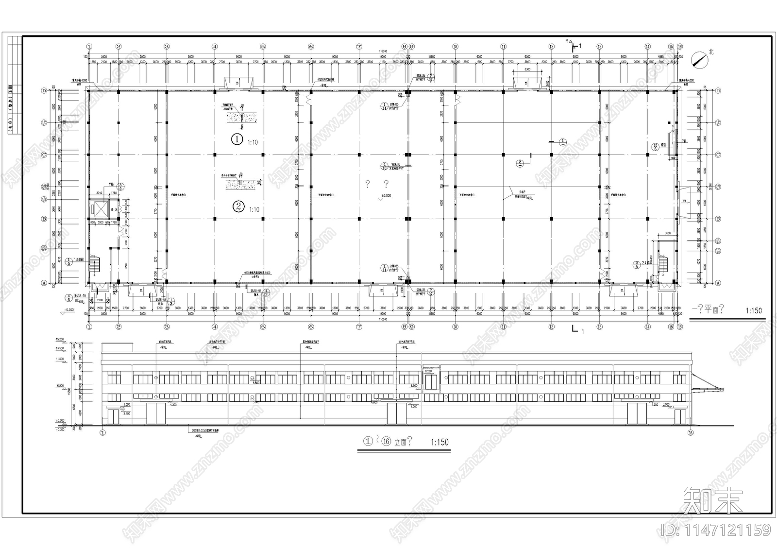 工业厂房建筑cad施工图下载【ID:1147121159】