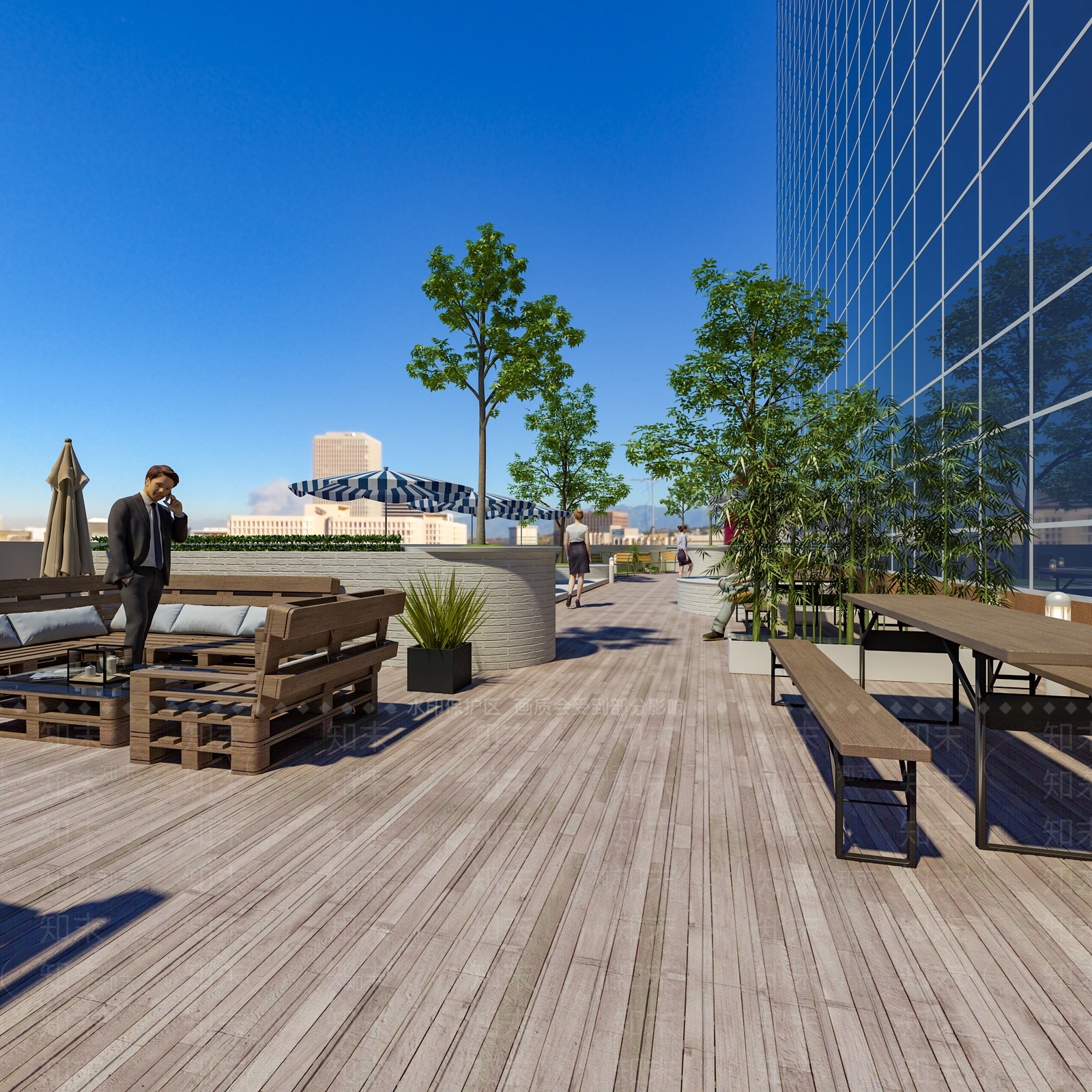 楼顶花园小广场3D模型下载【ID:1147122587】