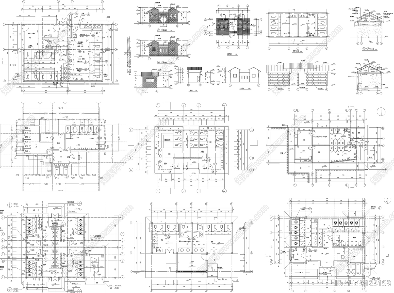 最新200套公共厕所建筑cad施工图下载【ID:1147125193】