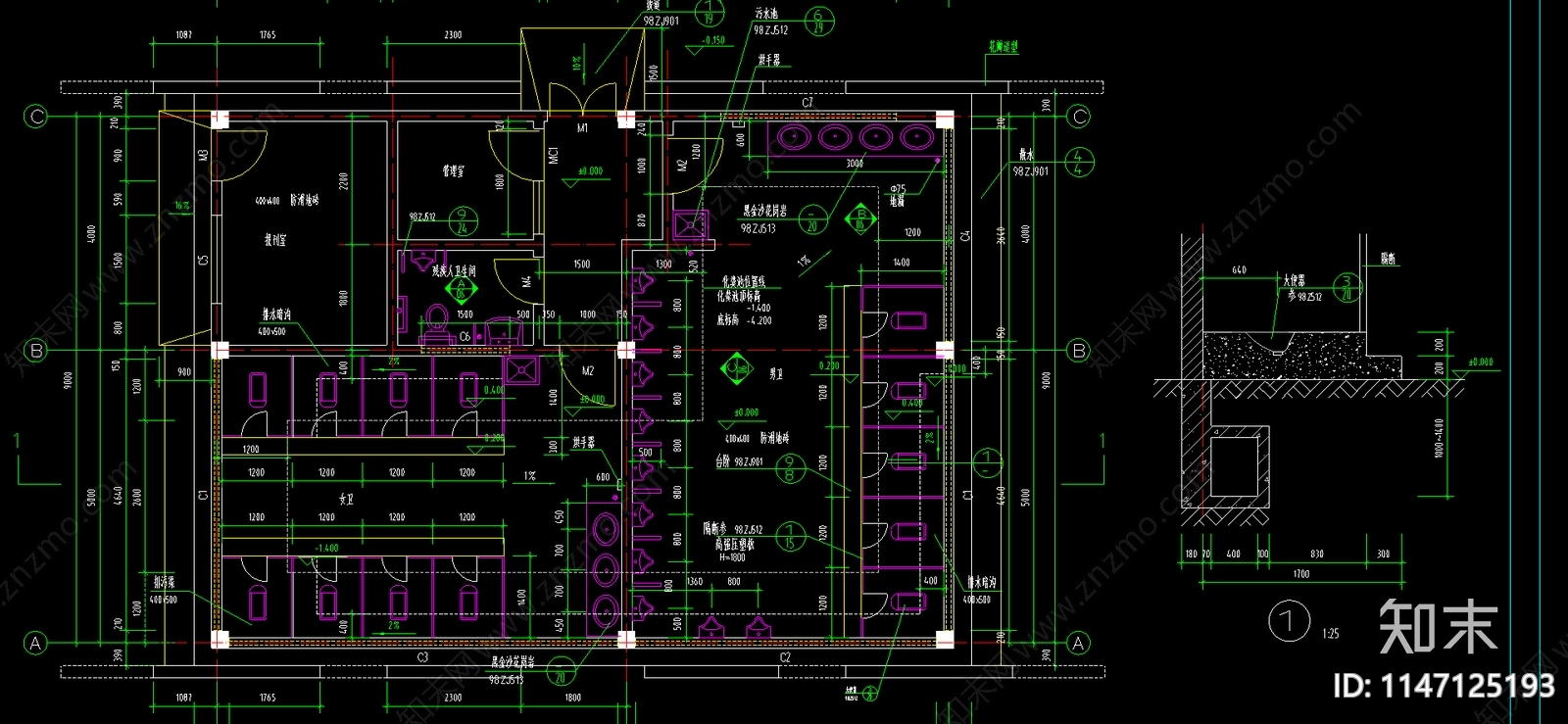 最新200套公共厕所建筑cad施工图下载【ID:1147125193】