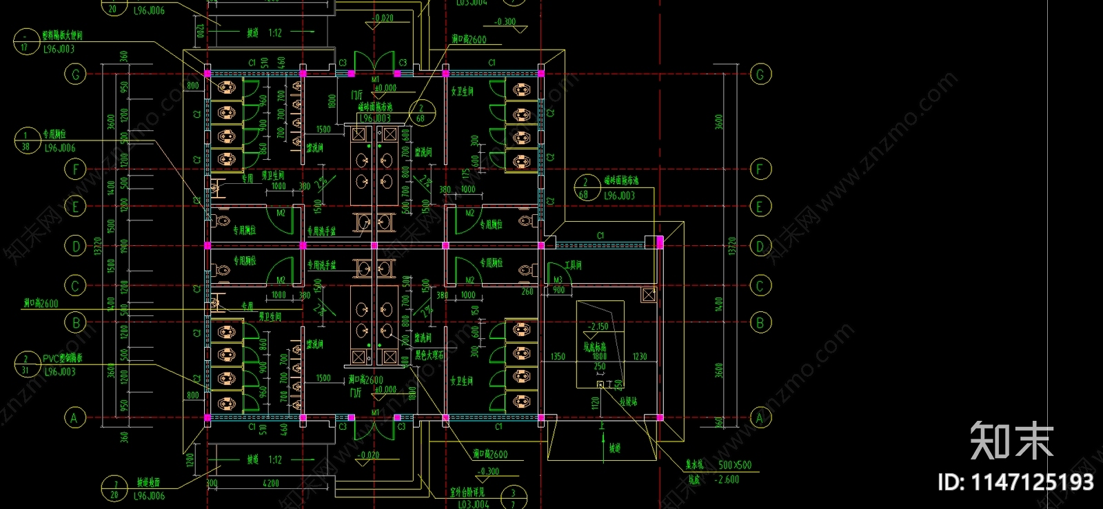 最新200套公共厕所建筑cad施工图下载【ID:1147125193】