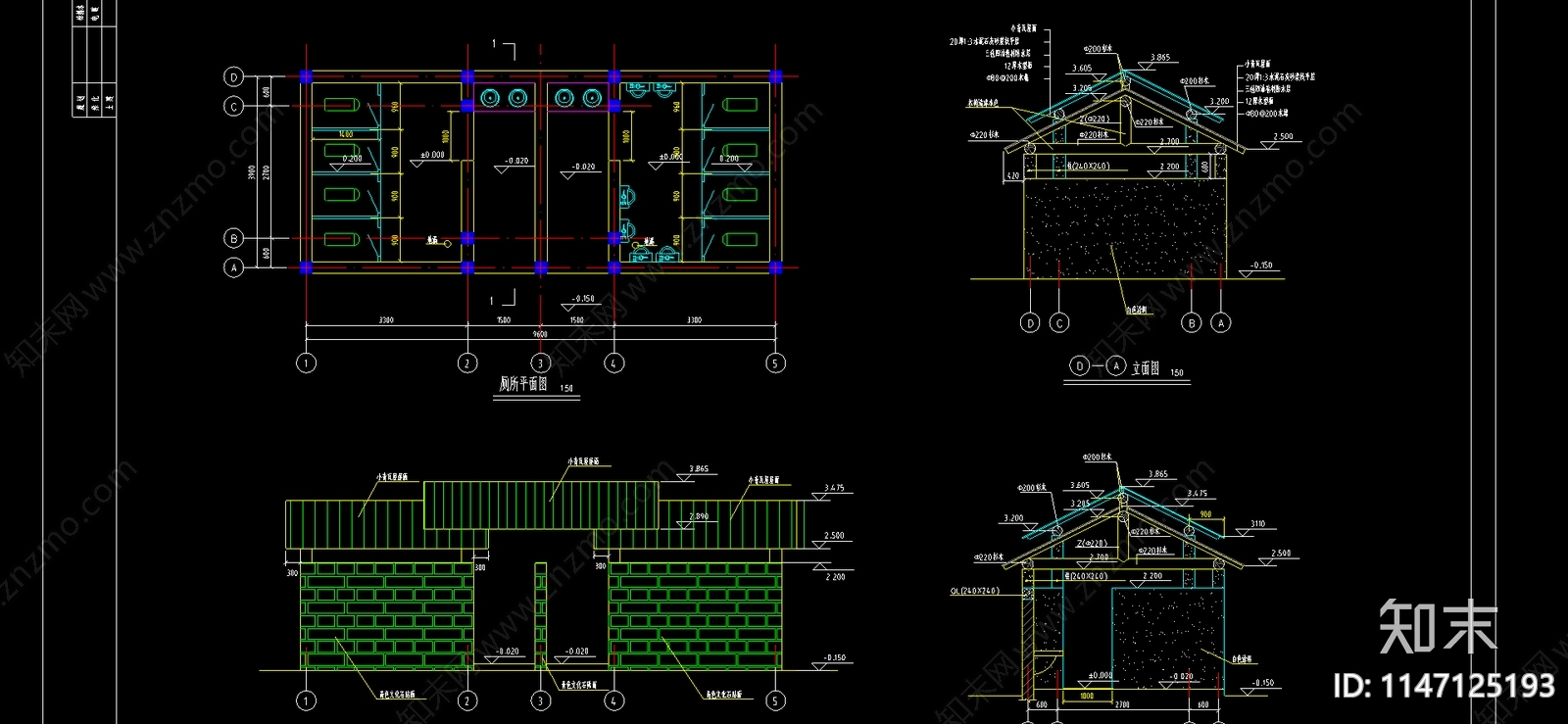 最新200套公共厕所建筑cad施工图下载【ID:1147125193】