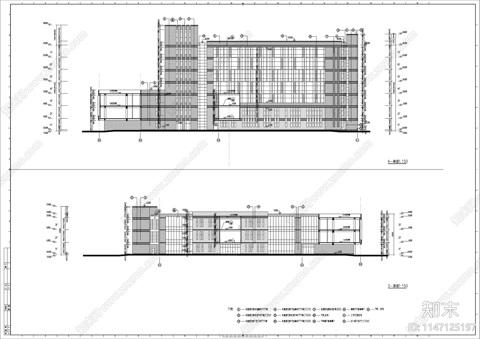 图书馆建筑cad施工图下载【ID:1147125197】